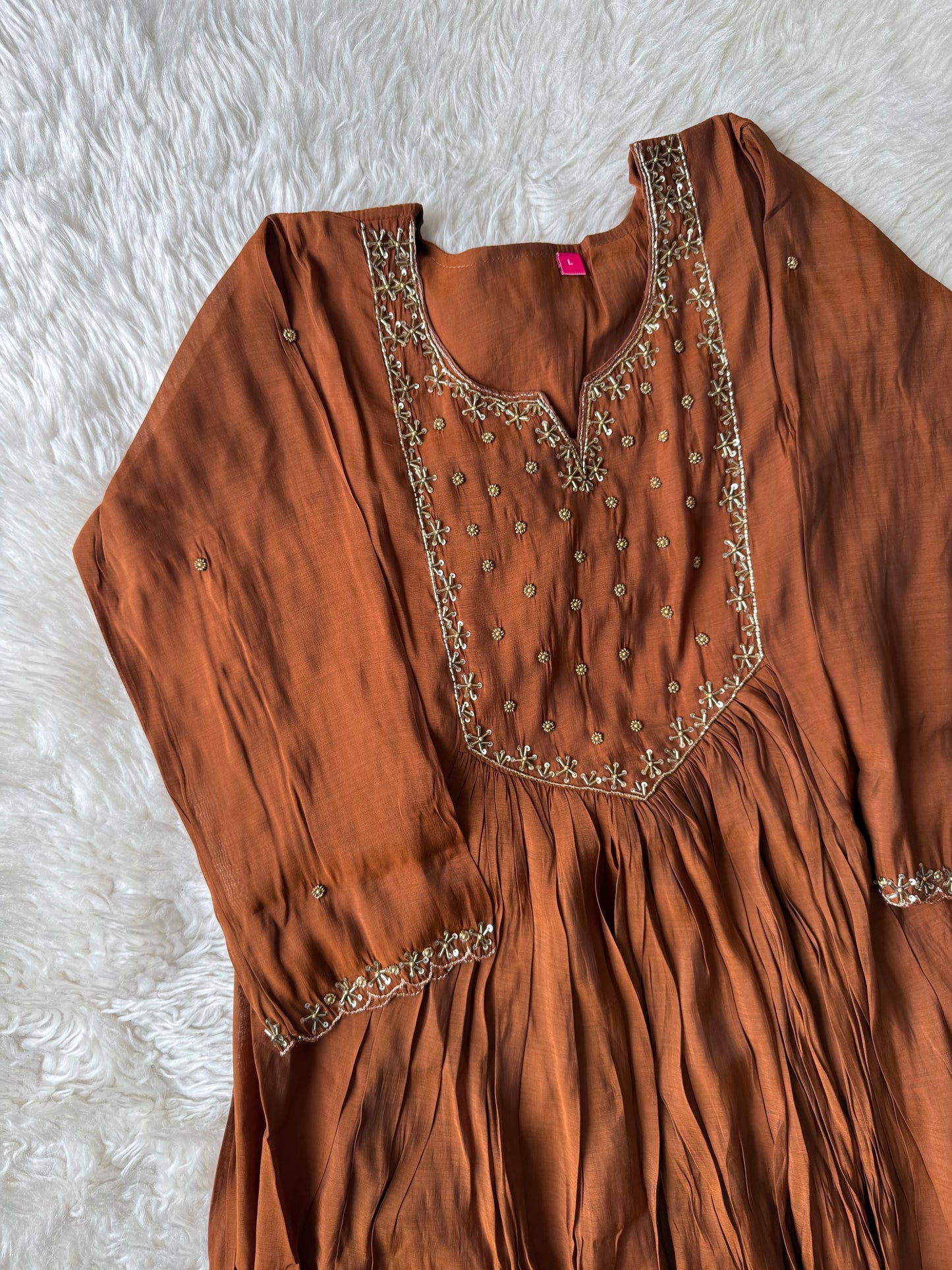 Mul Chanderi Kurti Pant Dupatta Set