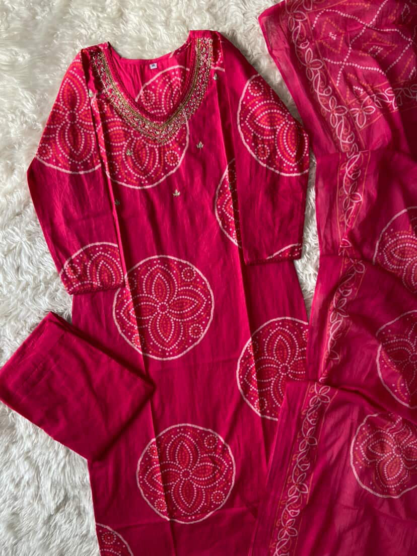 Premium Cotton Kurti Pant Dupatta Set