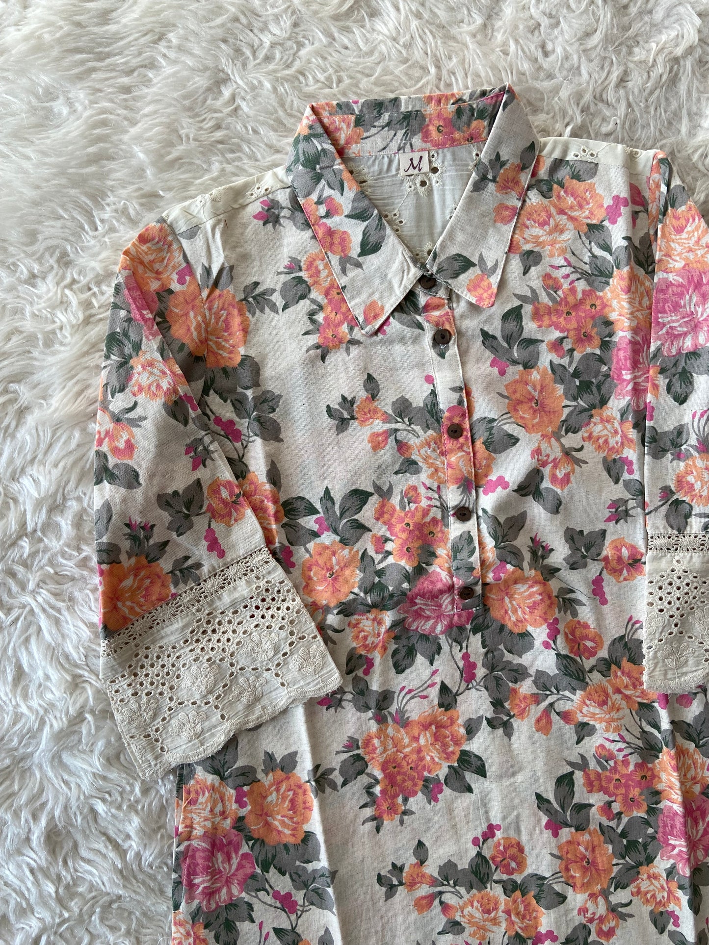Khadi Cotton kurti with Lace details