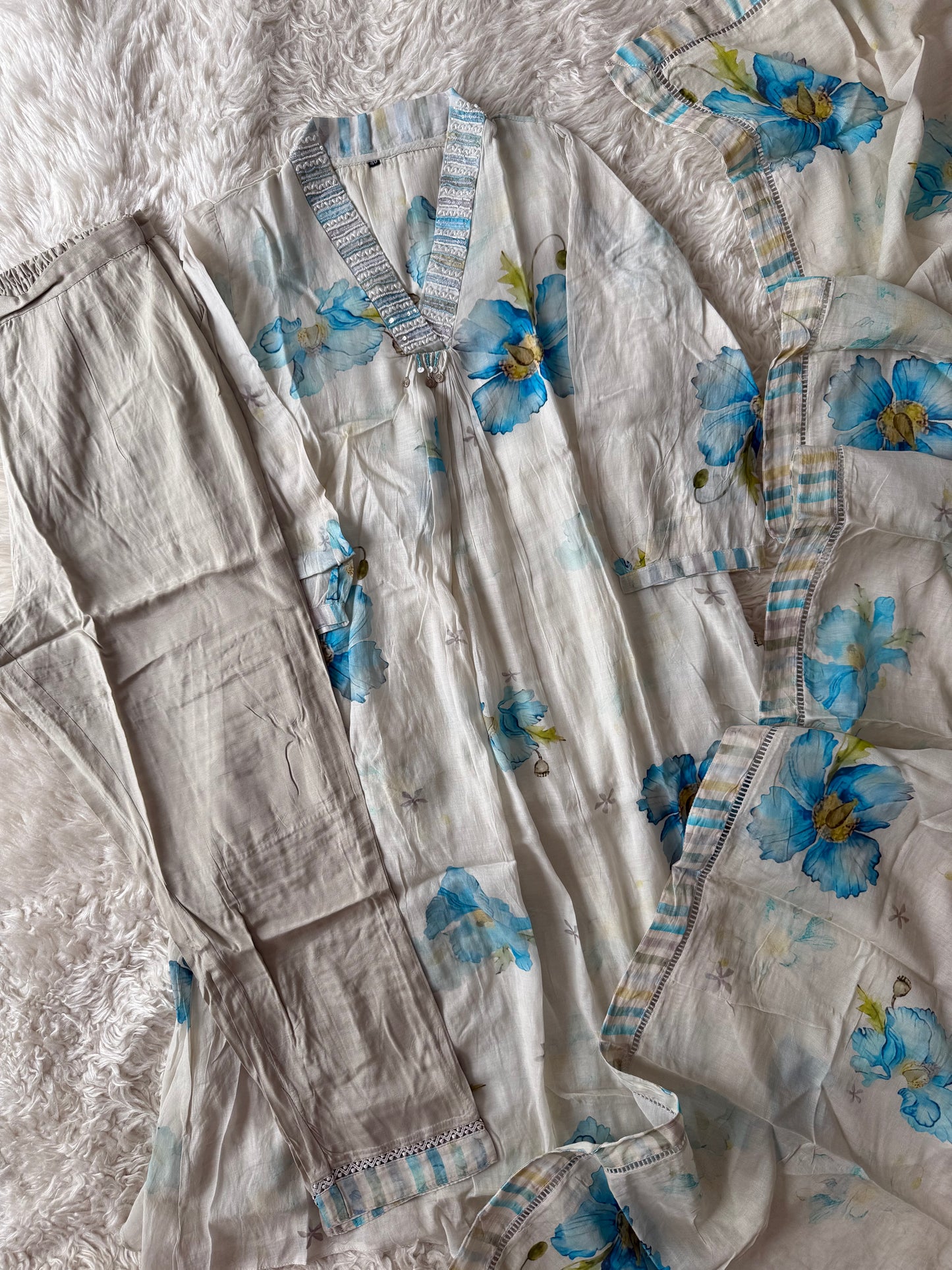 Premium Mul Cotton Kurti Pant Dupatta Set