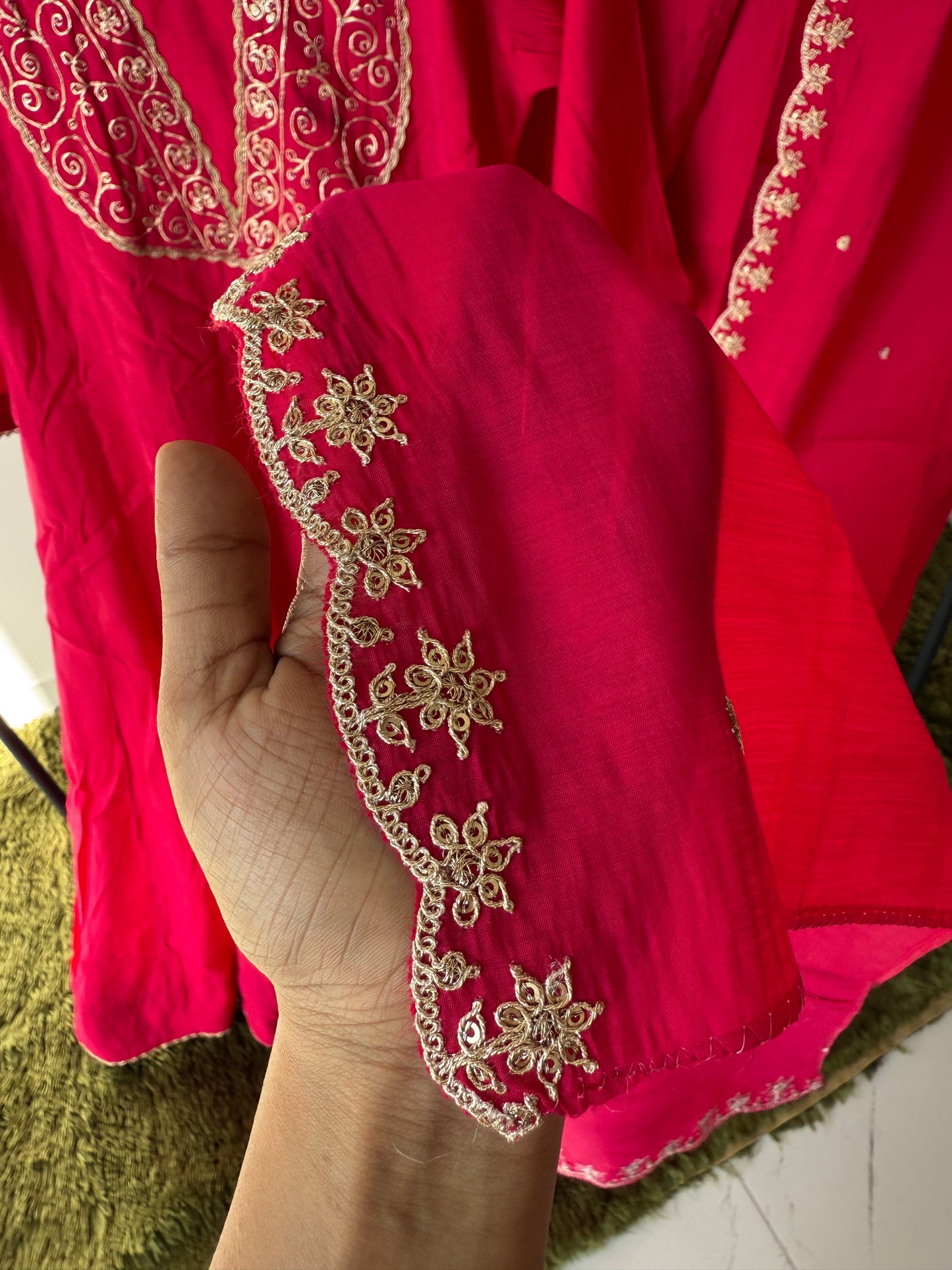 Pure Modal Chanderi Kurti Pant Dupatta Set