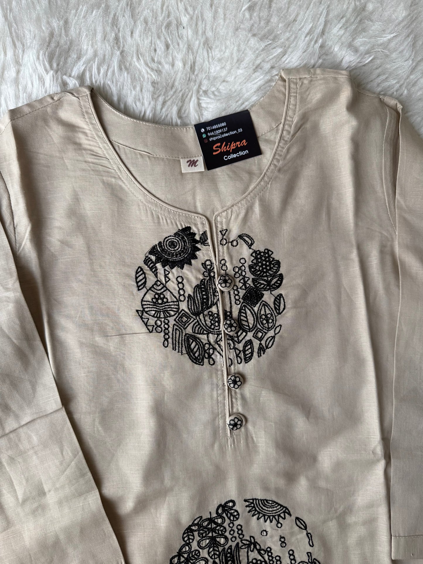 Slub Cotton Kurti Pant Set