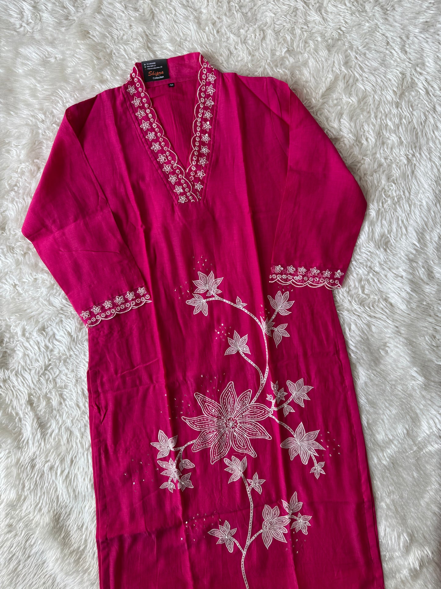 Pure Mul Chanderi Kurti Pant Dupatta Set