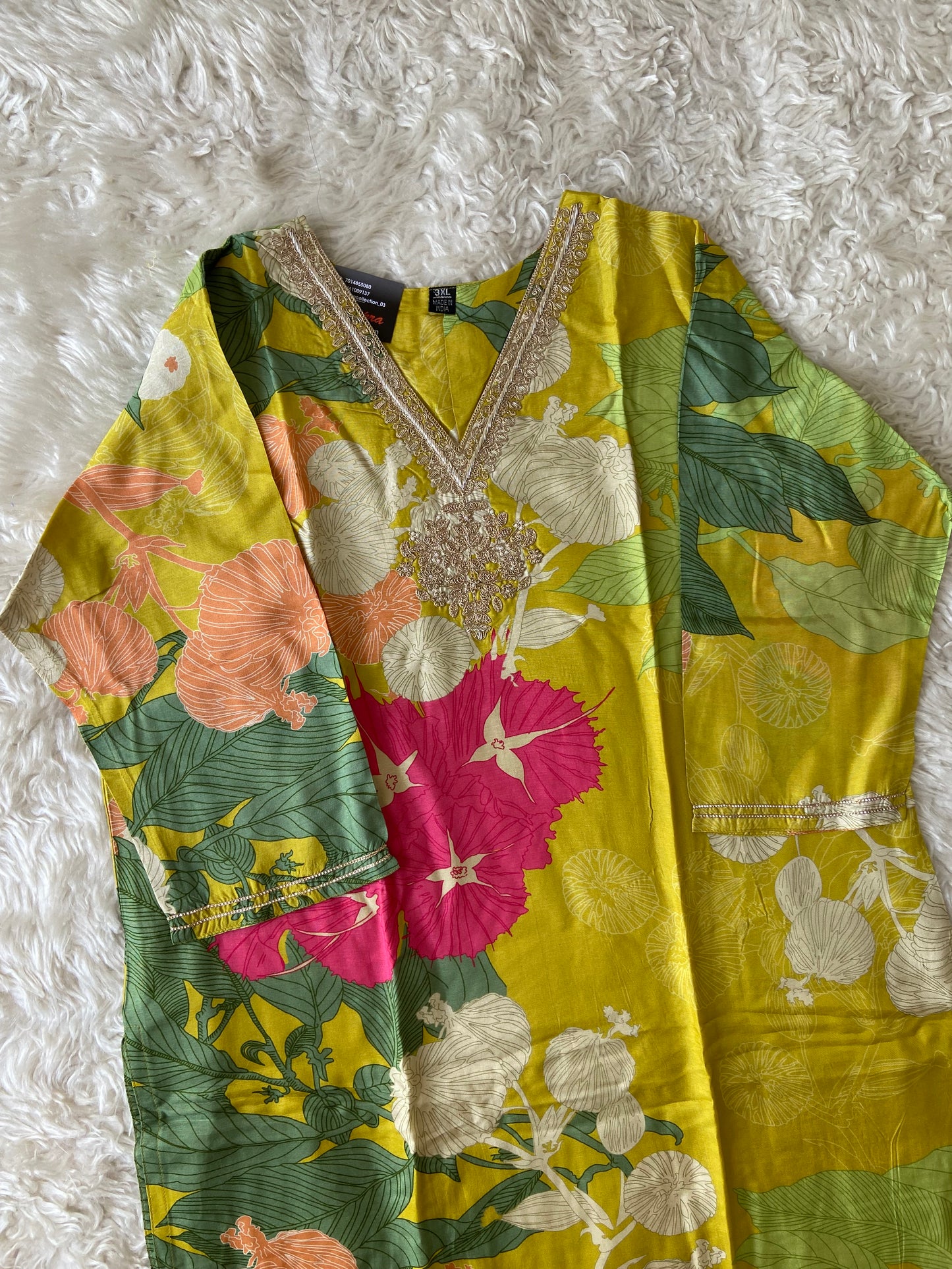 Plus Size Russian Silk Kurti Pant Dupatta Set