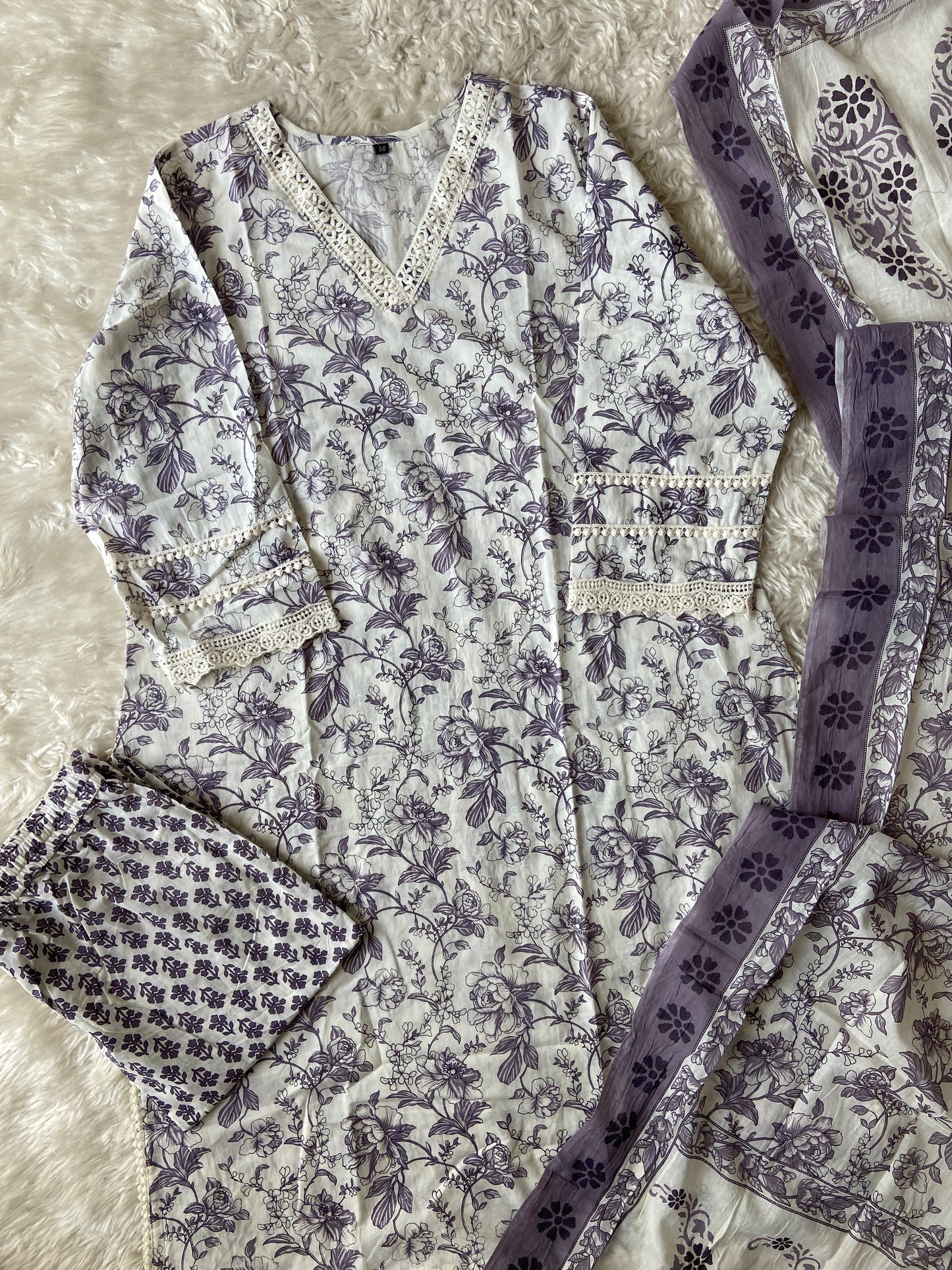 Premium Cotton Kurti Pant Dupatta Set