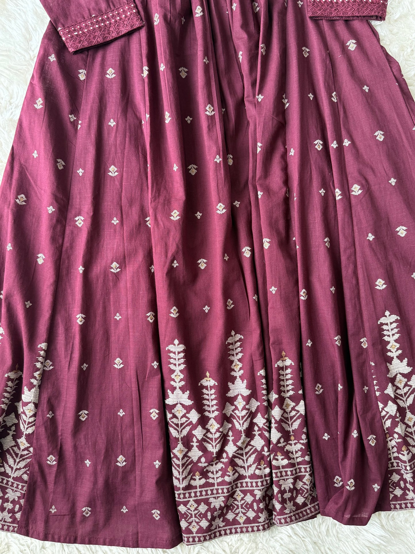 Premium Cotton ANARKALI Kurti Pant Dupatta Set