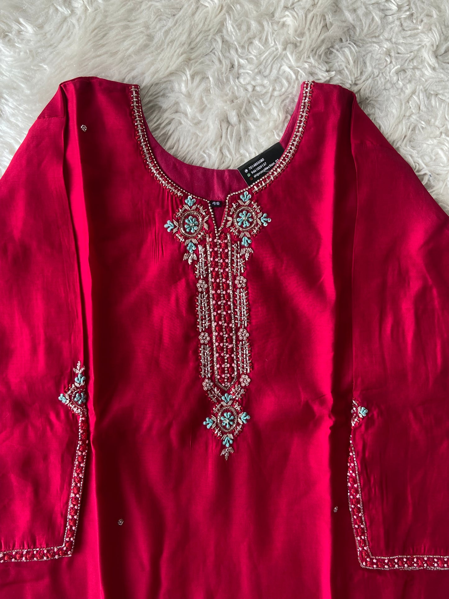 Plus Size Roman Silk Kurti Pant Dupatta Set