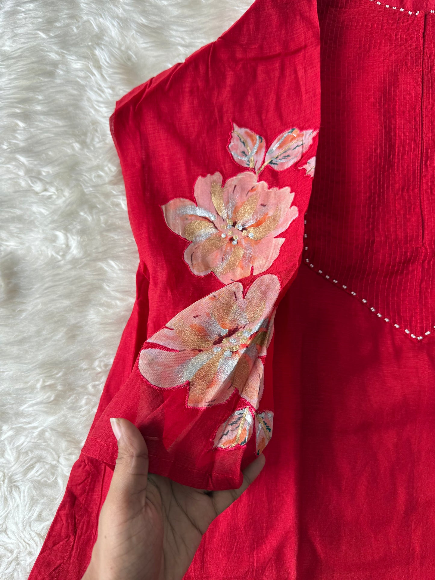 Plus Size Mul Chanderi Kurti Pant Dupatta Set