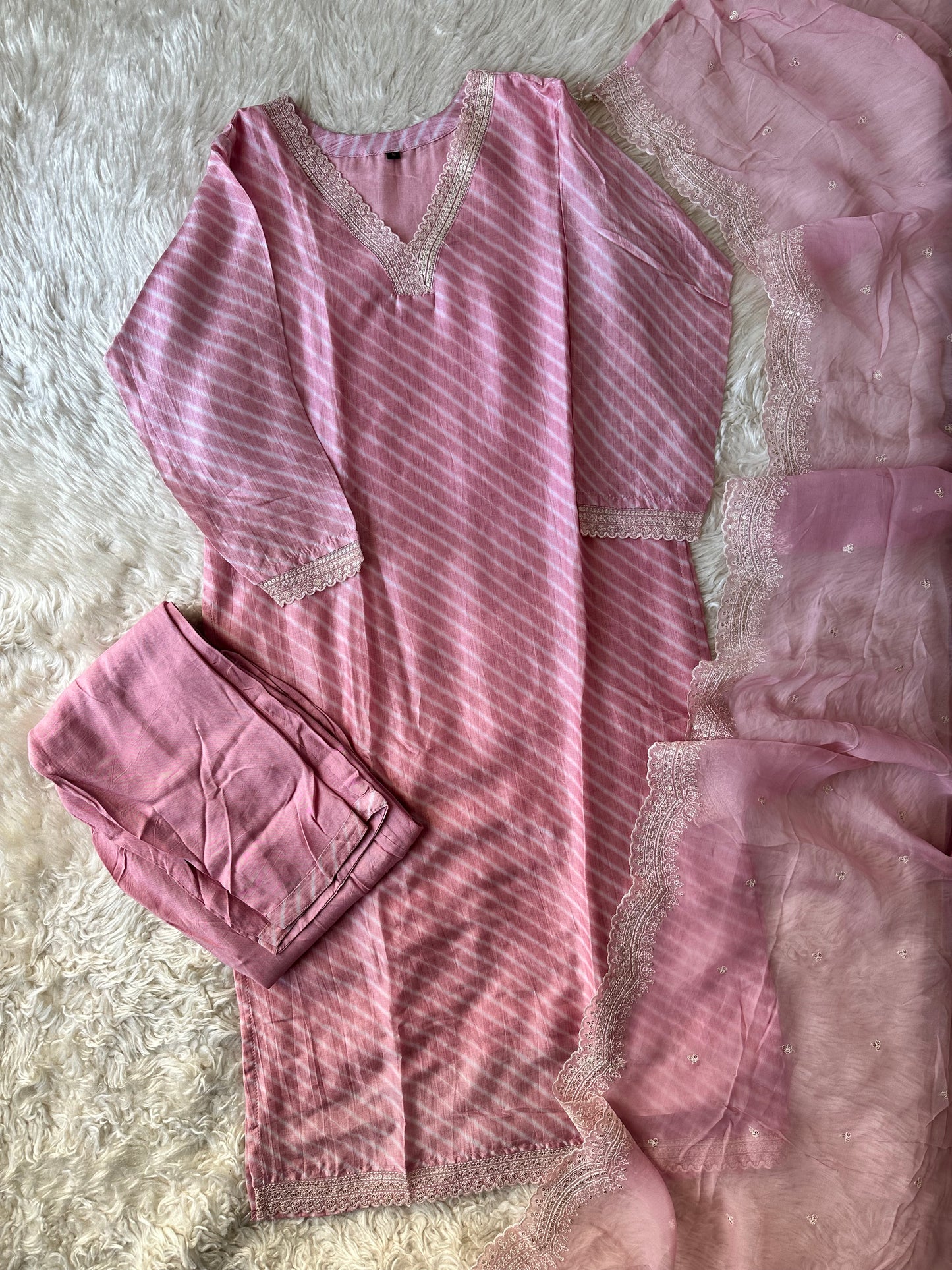 Pure Silk Kurti Pant Dupatta Set