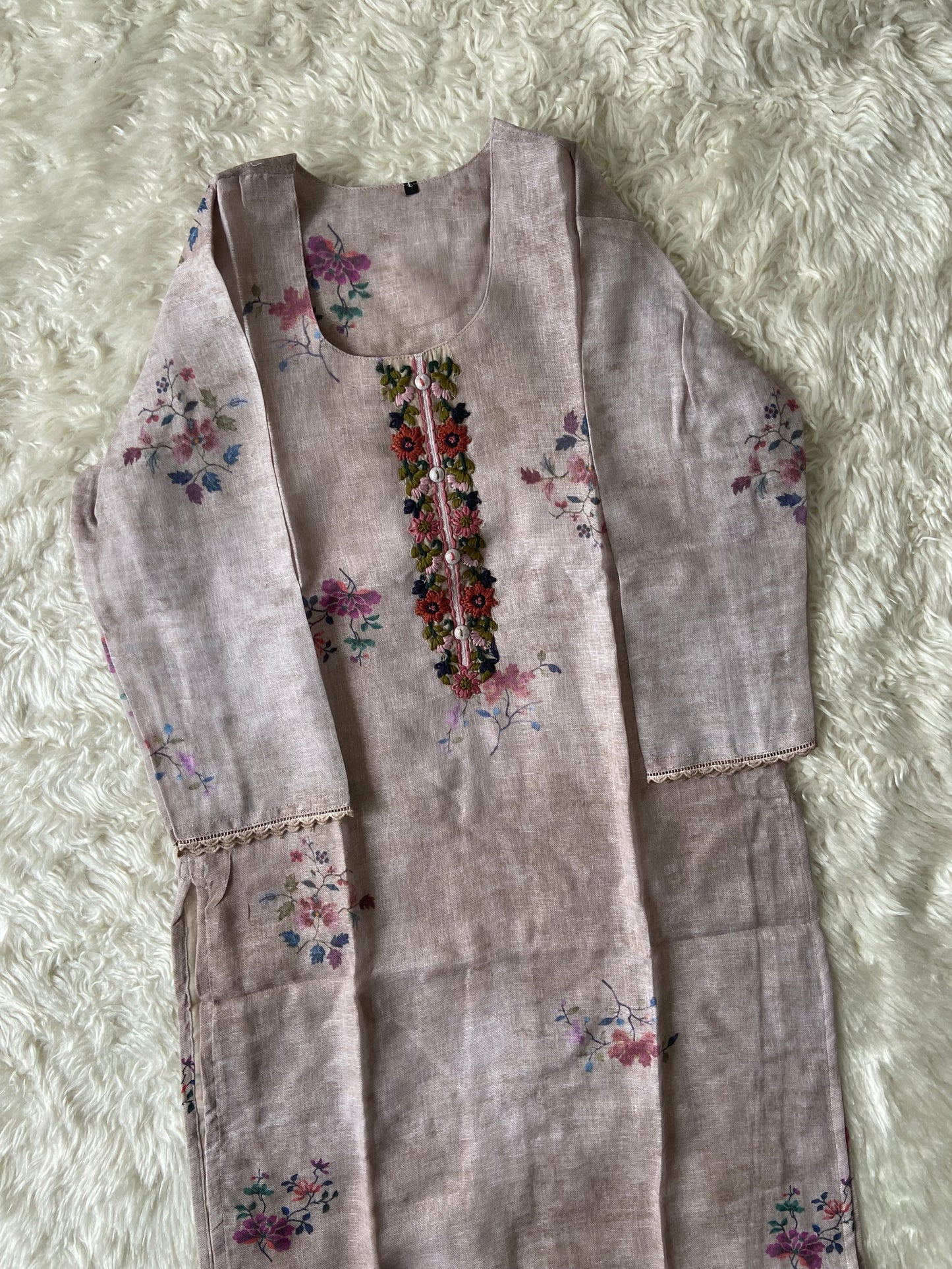 Linen Kurti Pant Dupatta Set