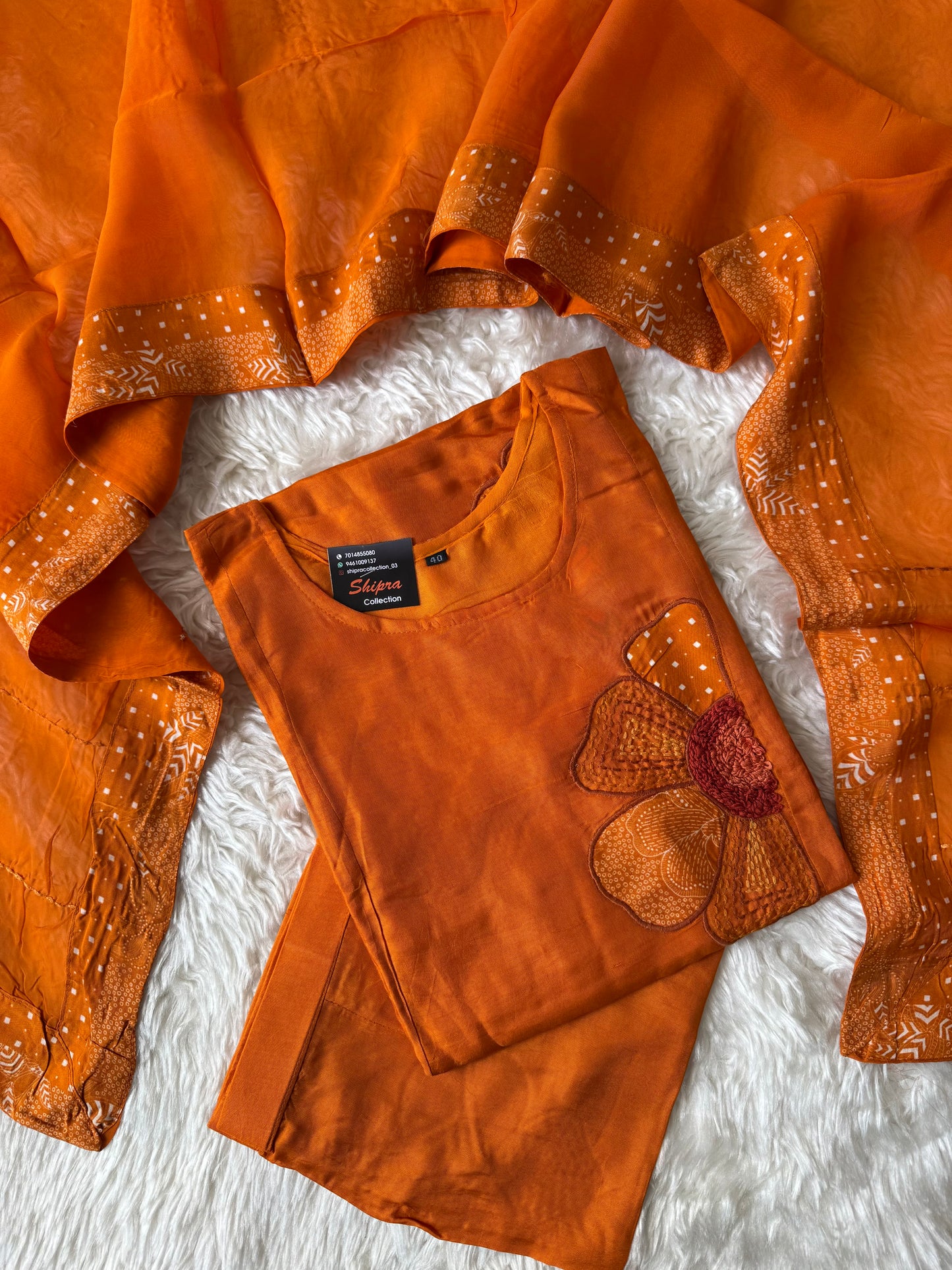 Russian Silk Kurti Pant Dupatta Set