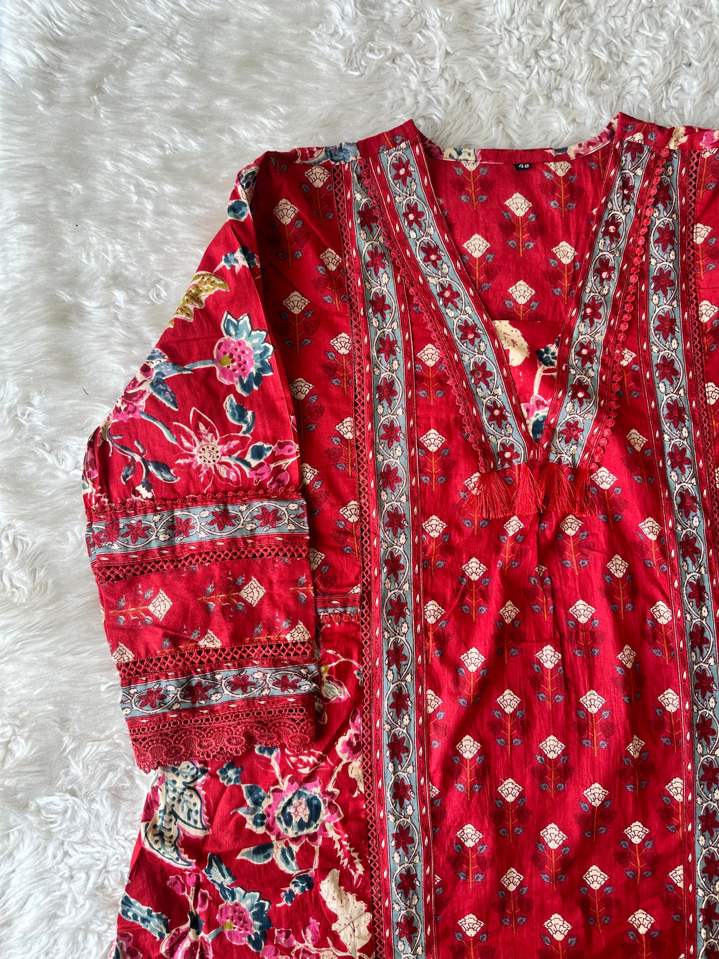 Cotton FLARE Kurti Pant Dupatta Set