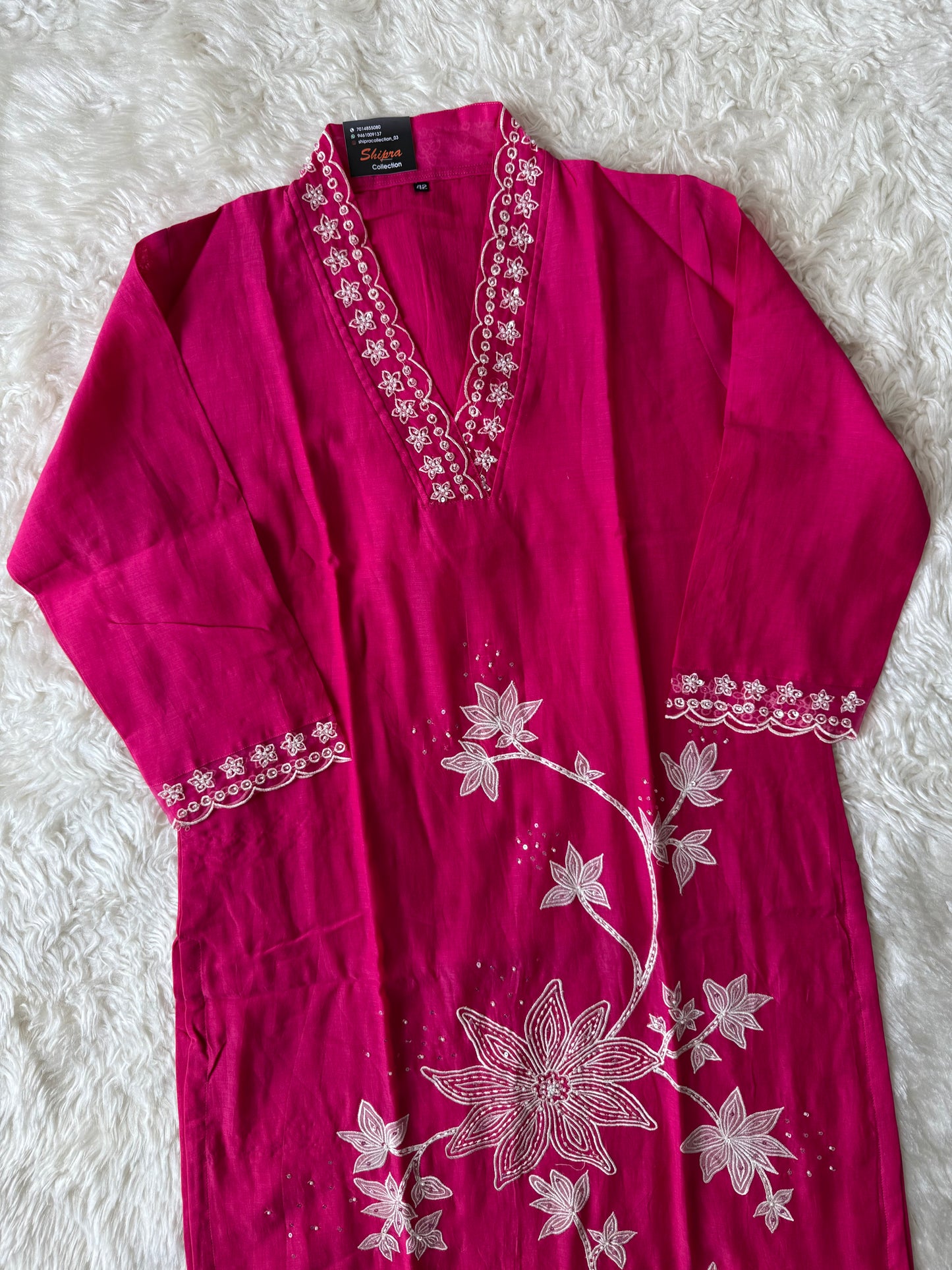 Pure Mul Chanderi Kurti Pant Dupatta Set