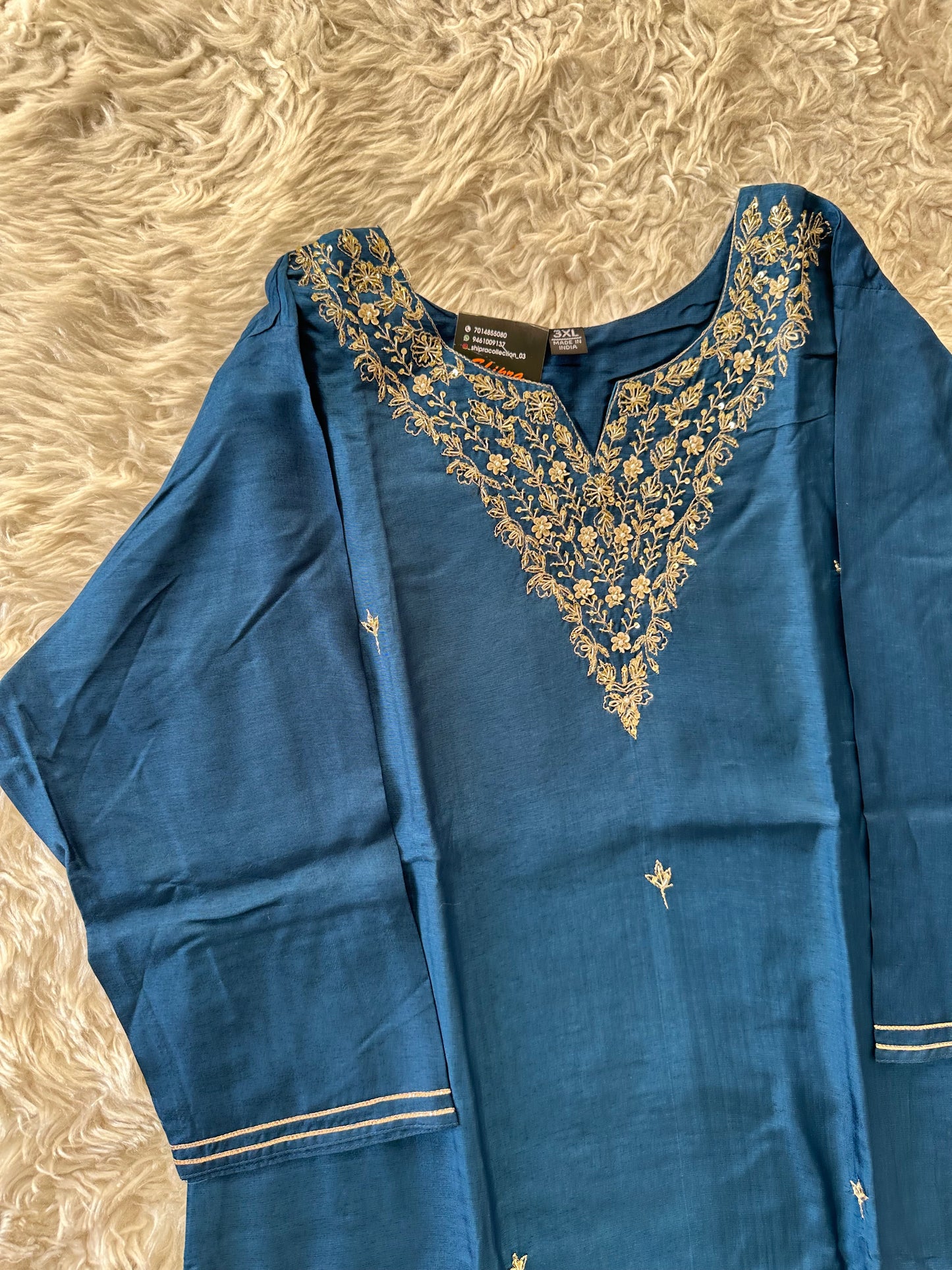Plus Size Gazi Silk Kurti Pant Dupatta Set