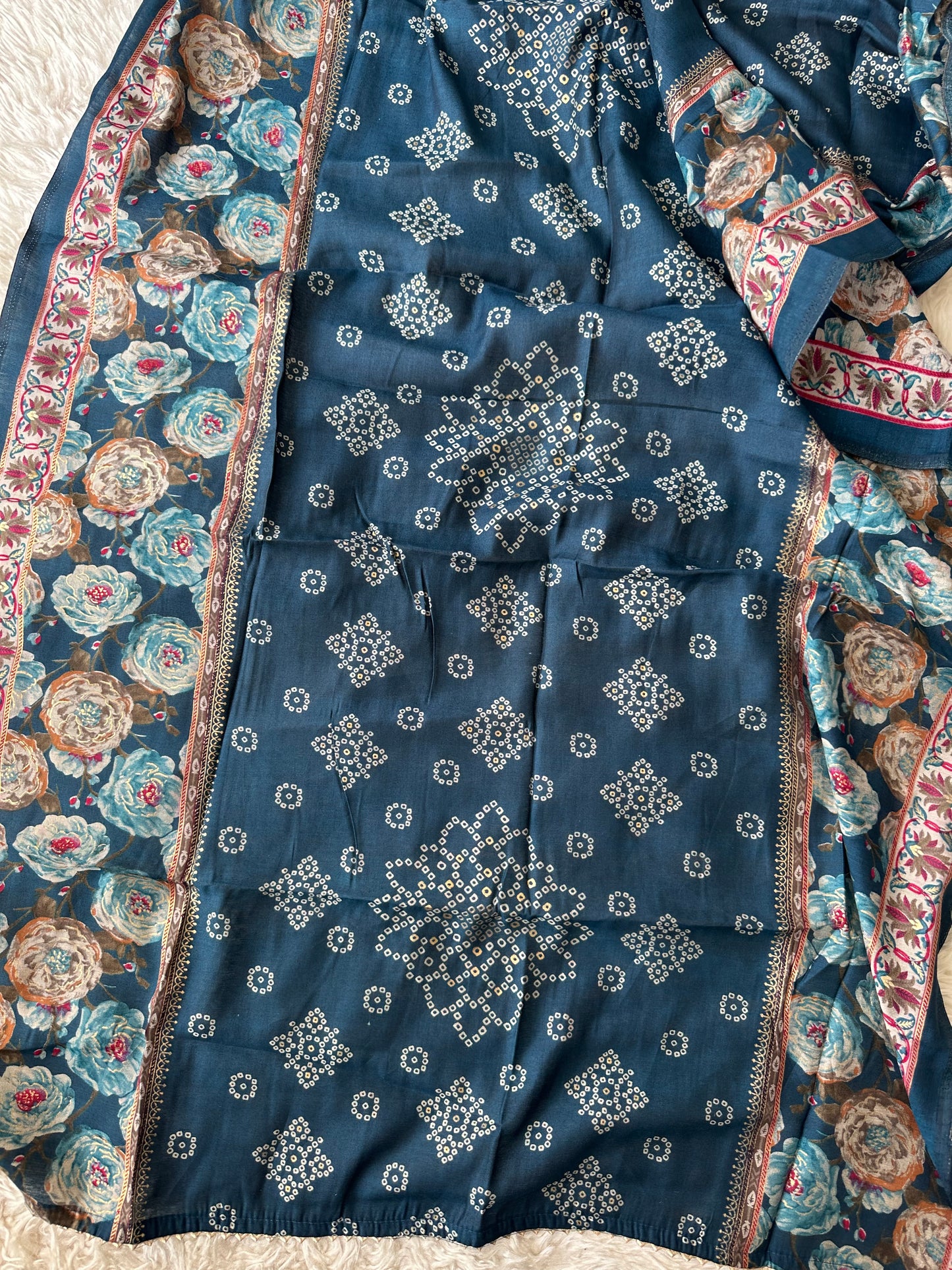 Pure Muslin Silk Kurti Pant Dupatta Set