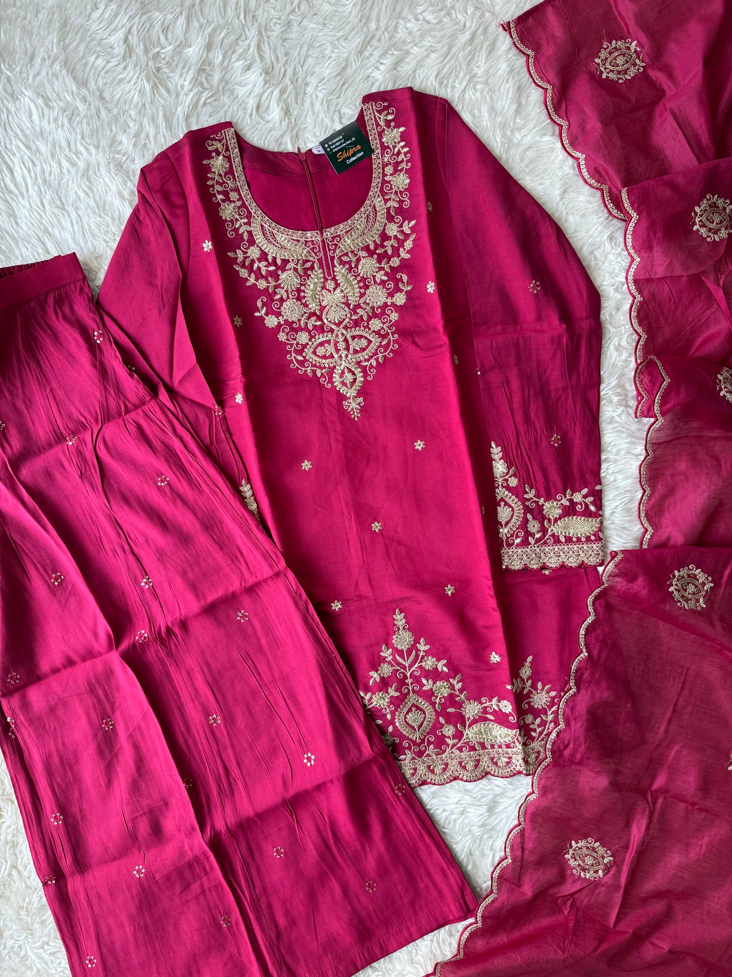 Muslin Silk Kurti Sharara Dupatta Set