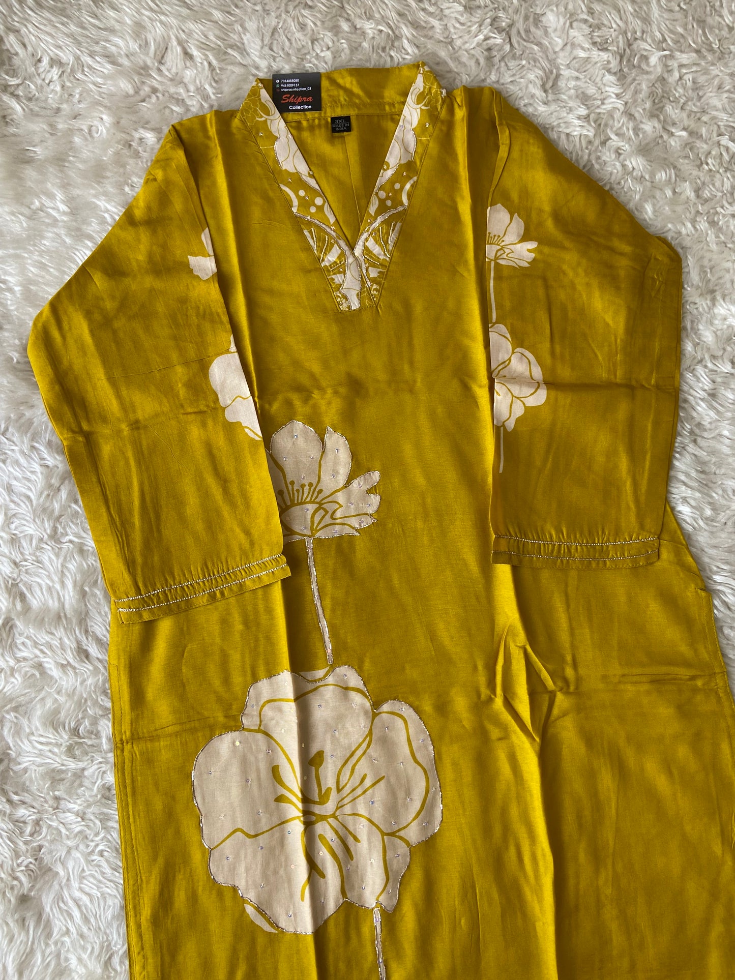Plus Size Russian Silk Kurti Pant Dupatta Set