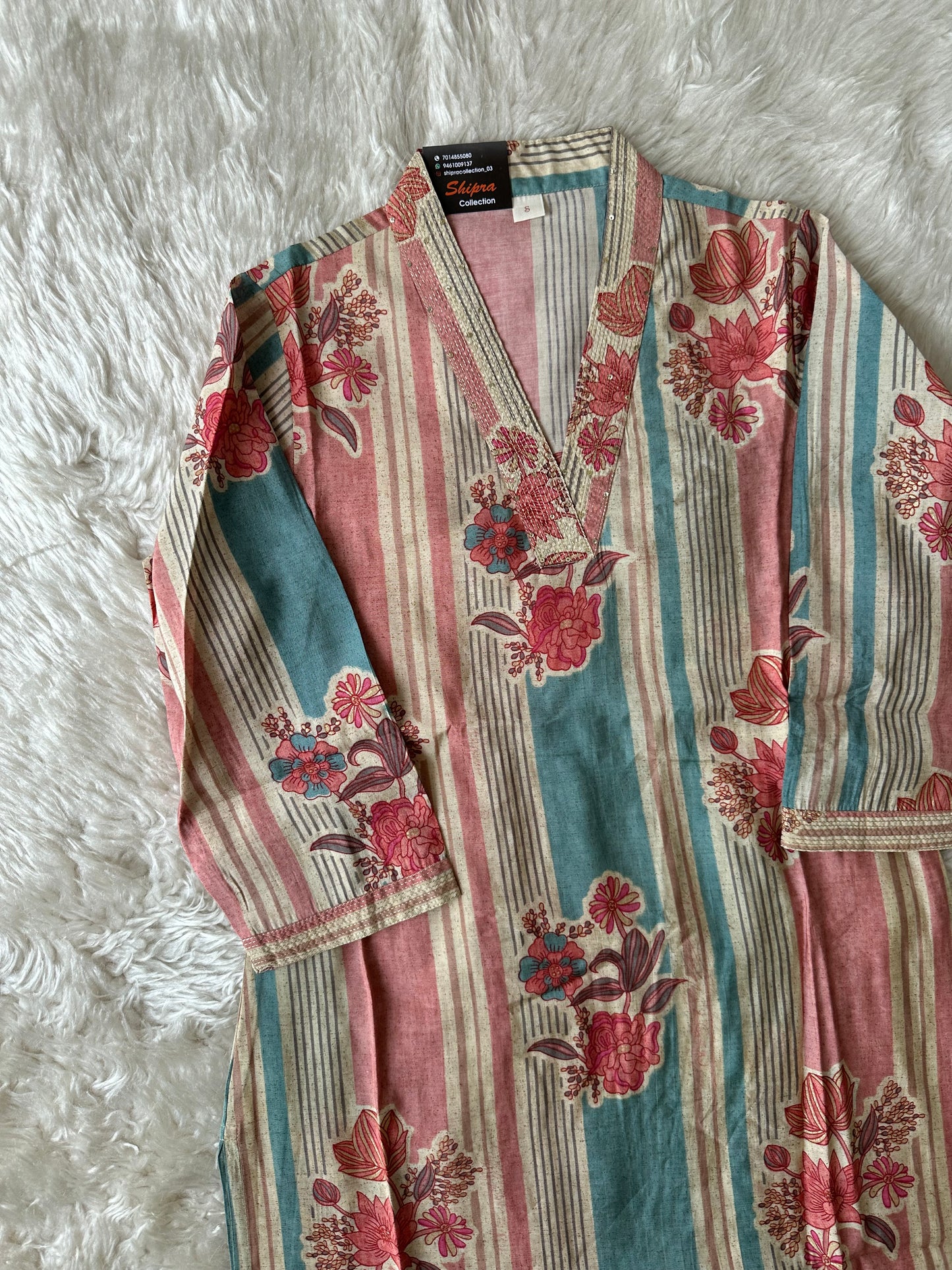 Pure Muslin Silk Kurti Pant Set