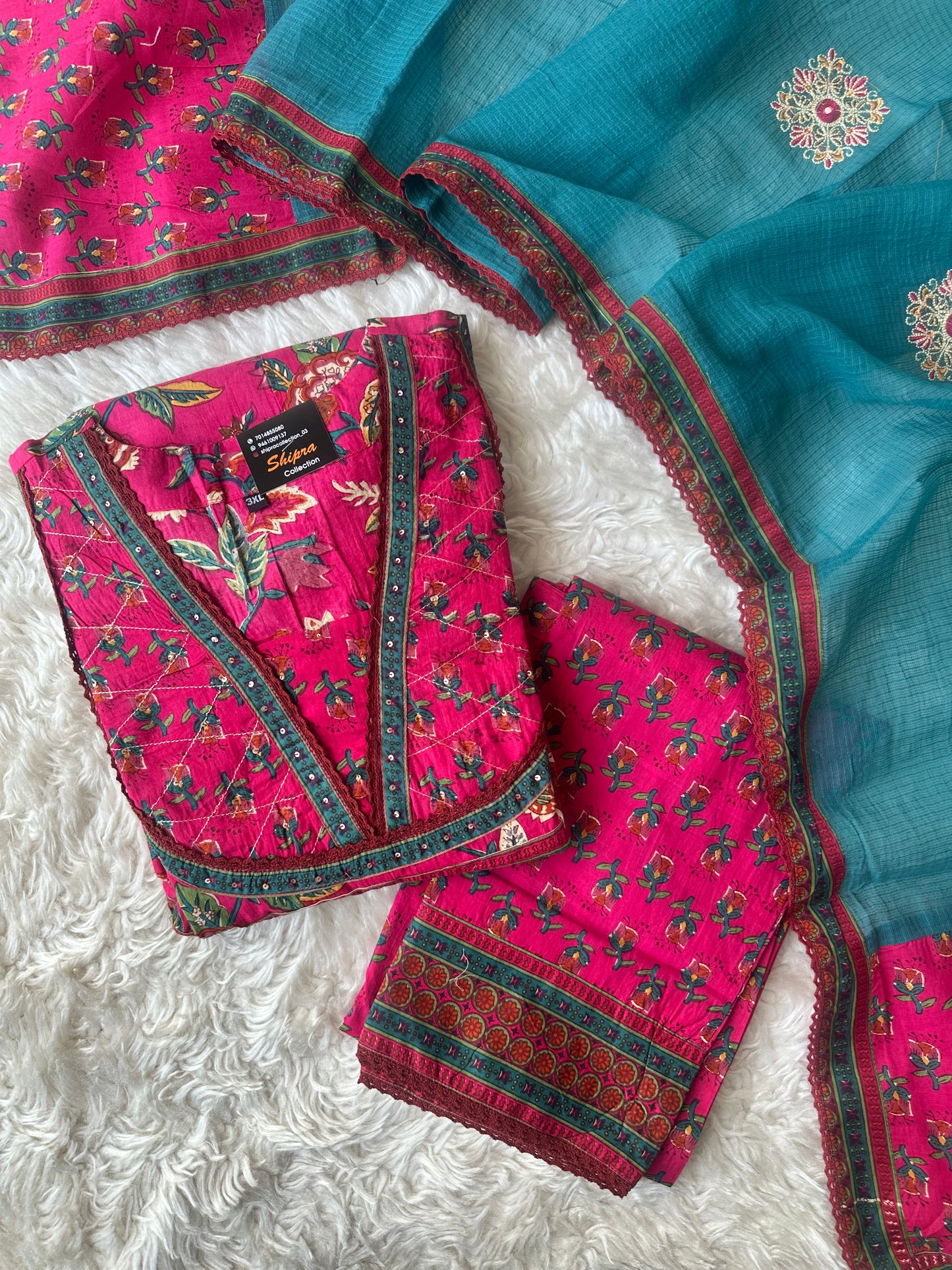 Premium Cotton FLARE Kurti Plazo Dupatta Set