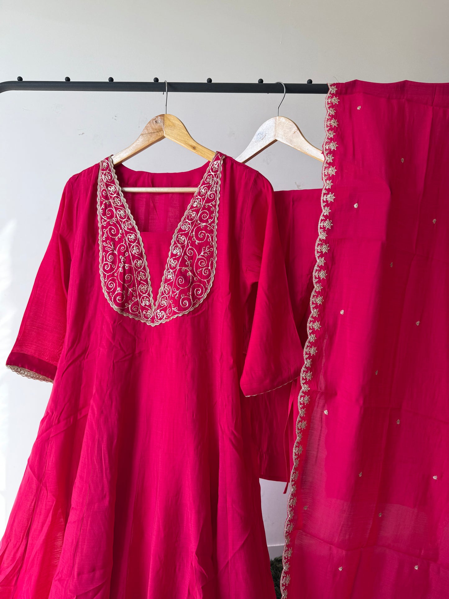 Pure Modal Chanderi Kurti Pant Dupatta Set