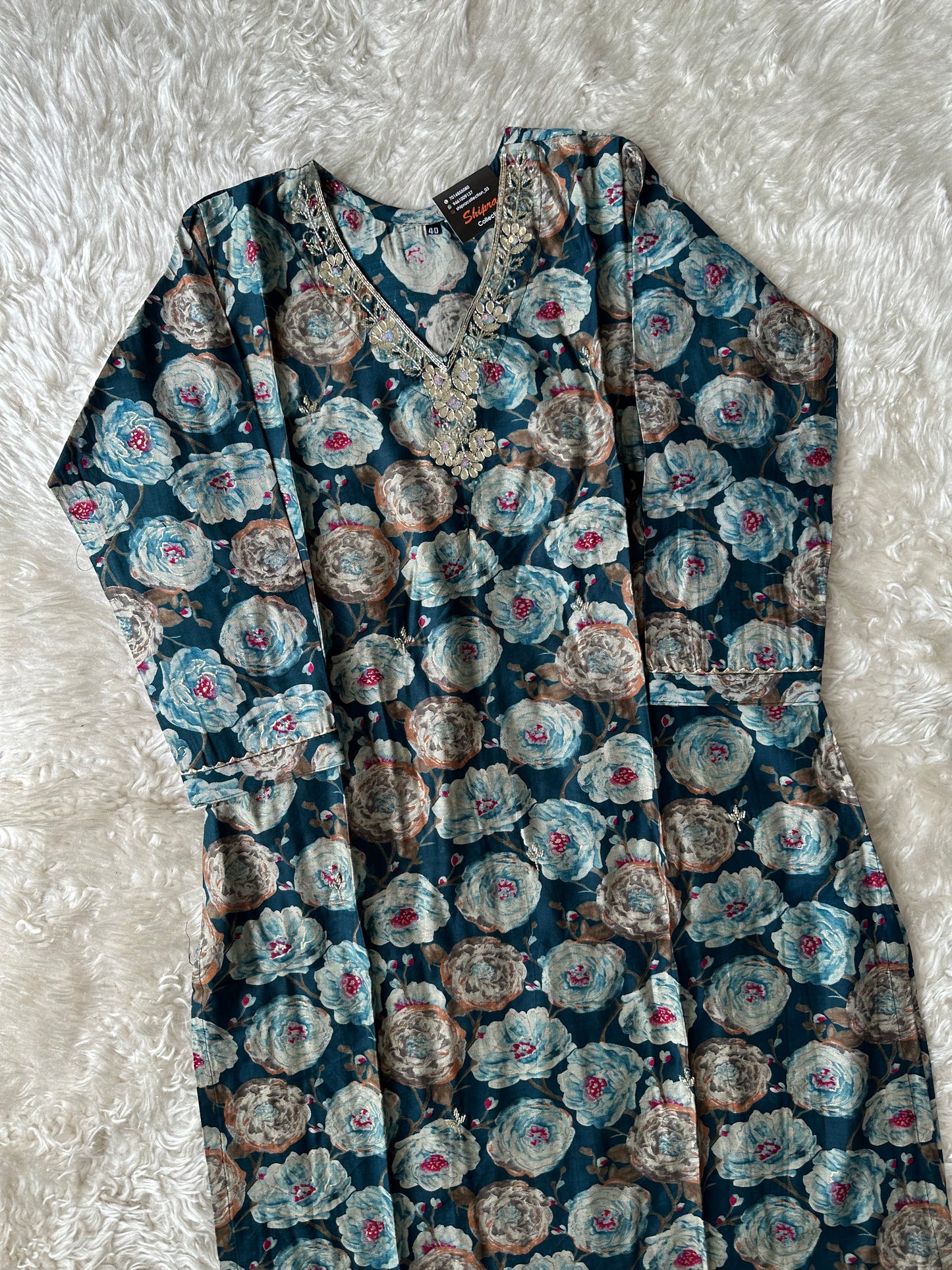 Pure Muslin Silk Kurti Pant Dupatta Set