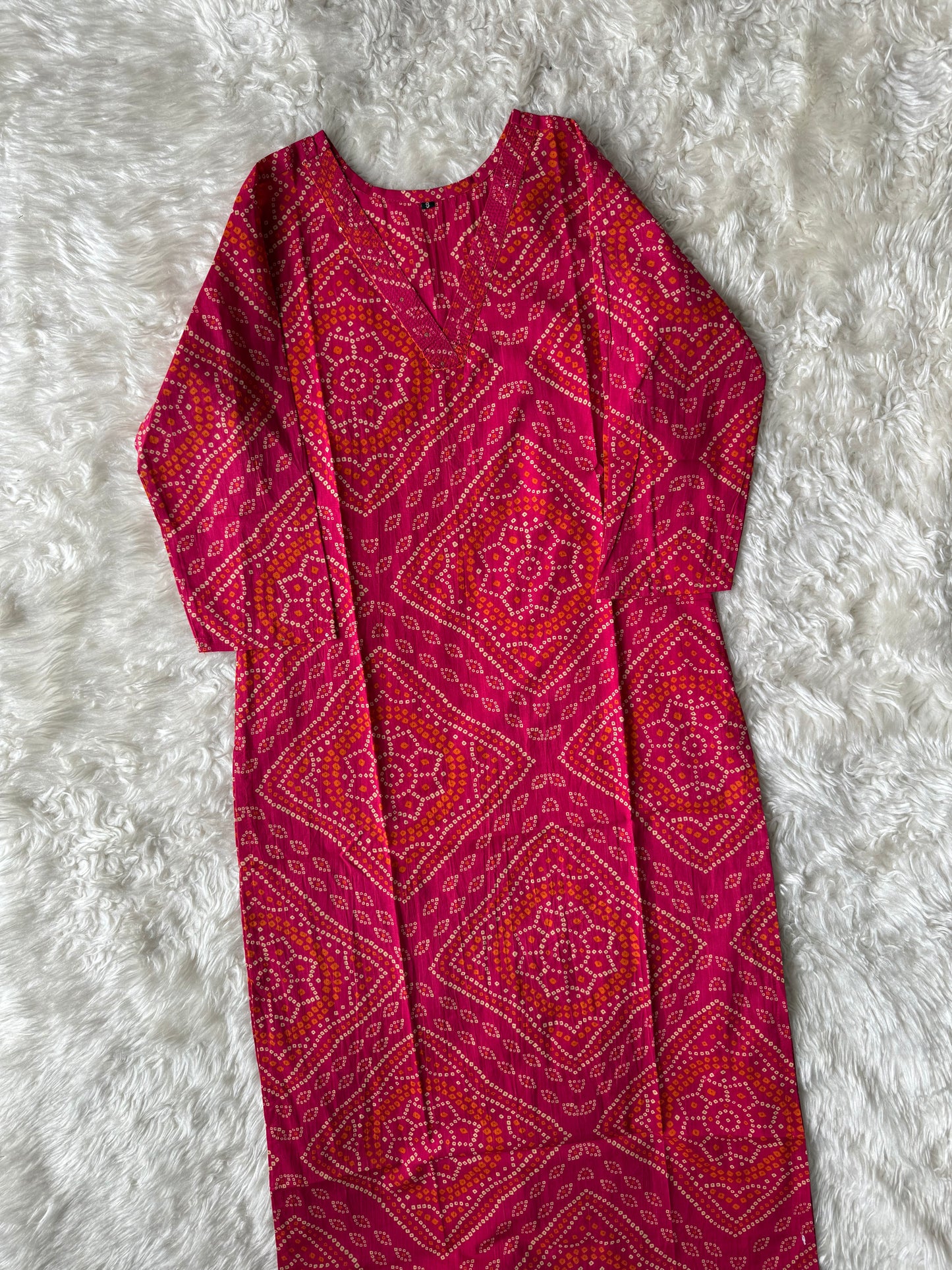 Premium Cotton Bandhej Kurti