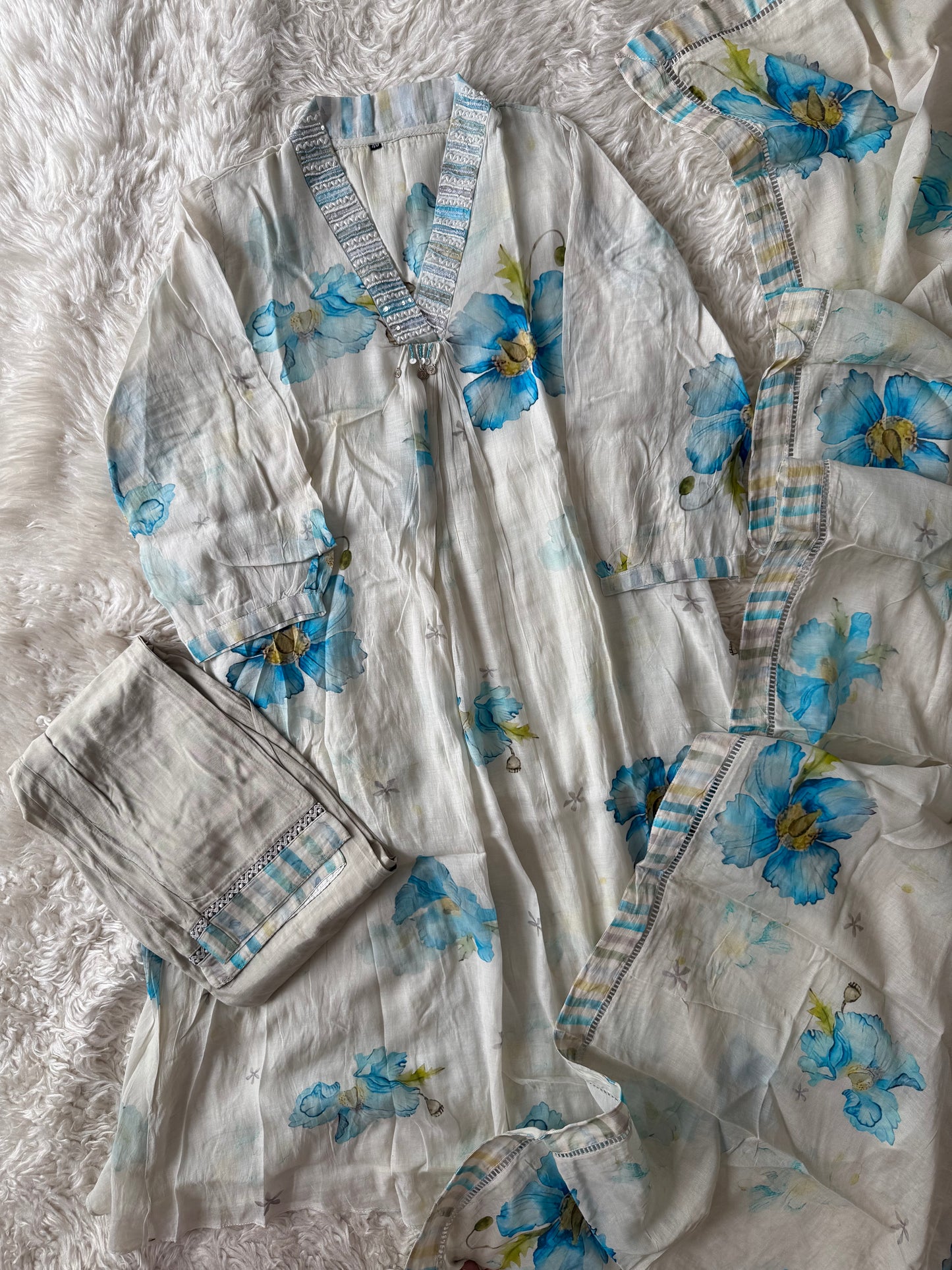 Premium Mul Cotton Kurti Pant Dupatta Set