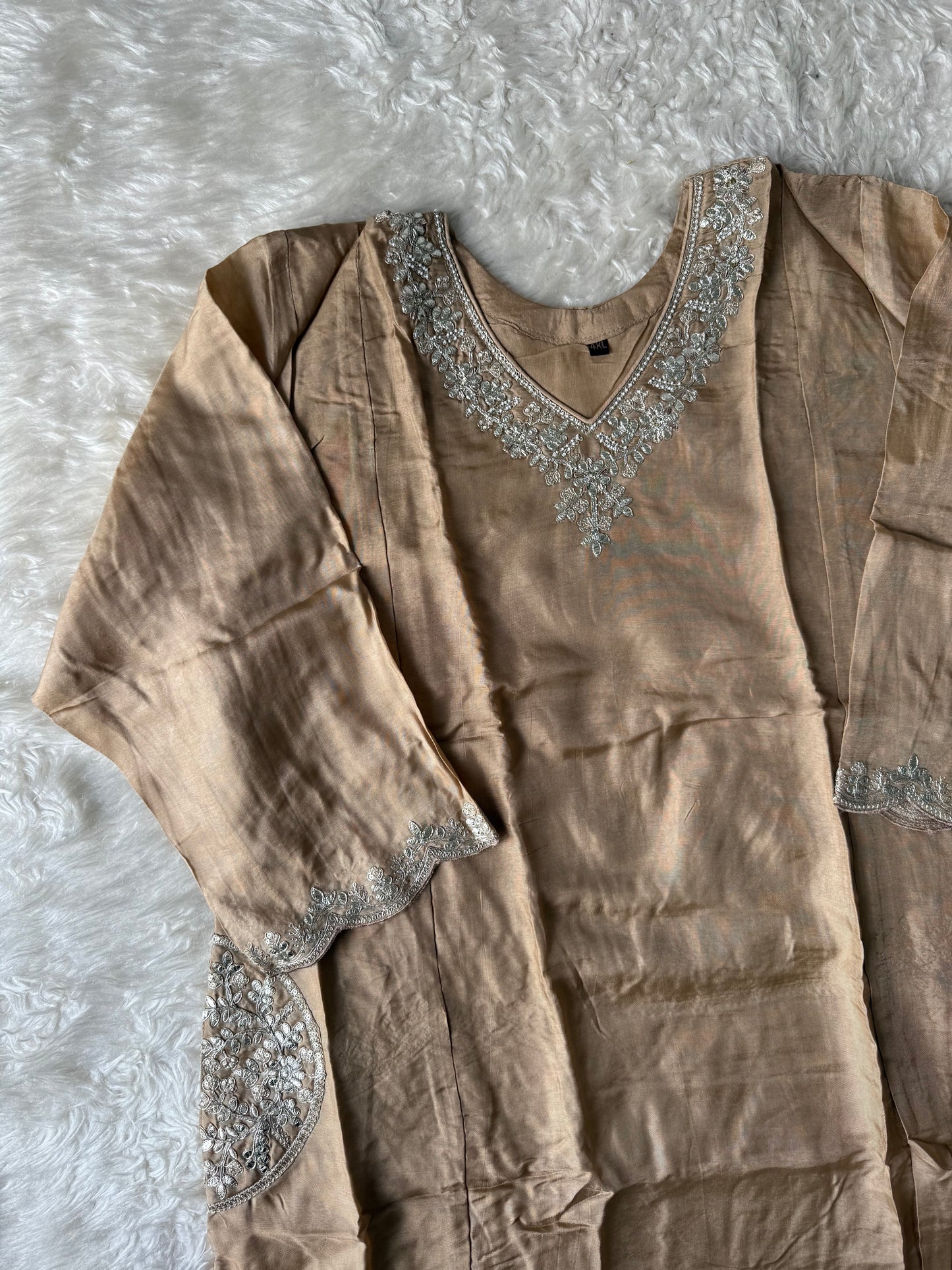 Plus Size Russian Silk Kurti Pant Dupatta Set
