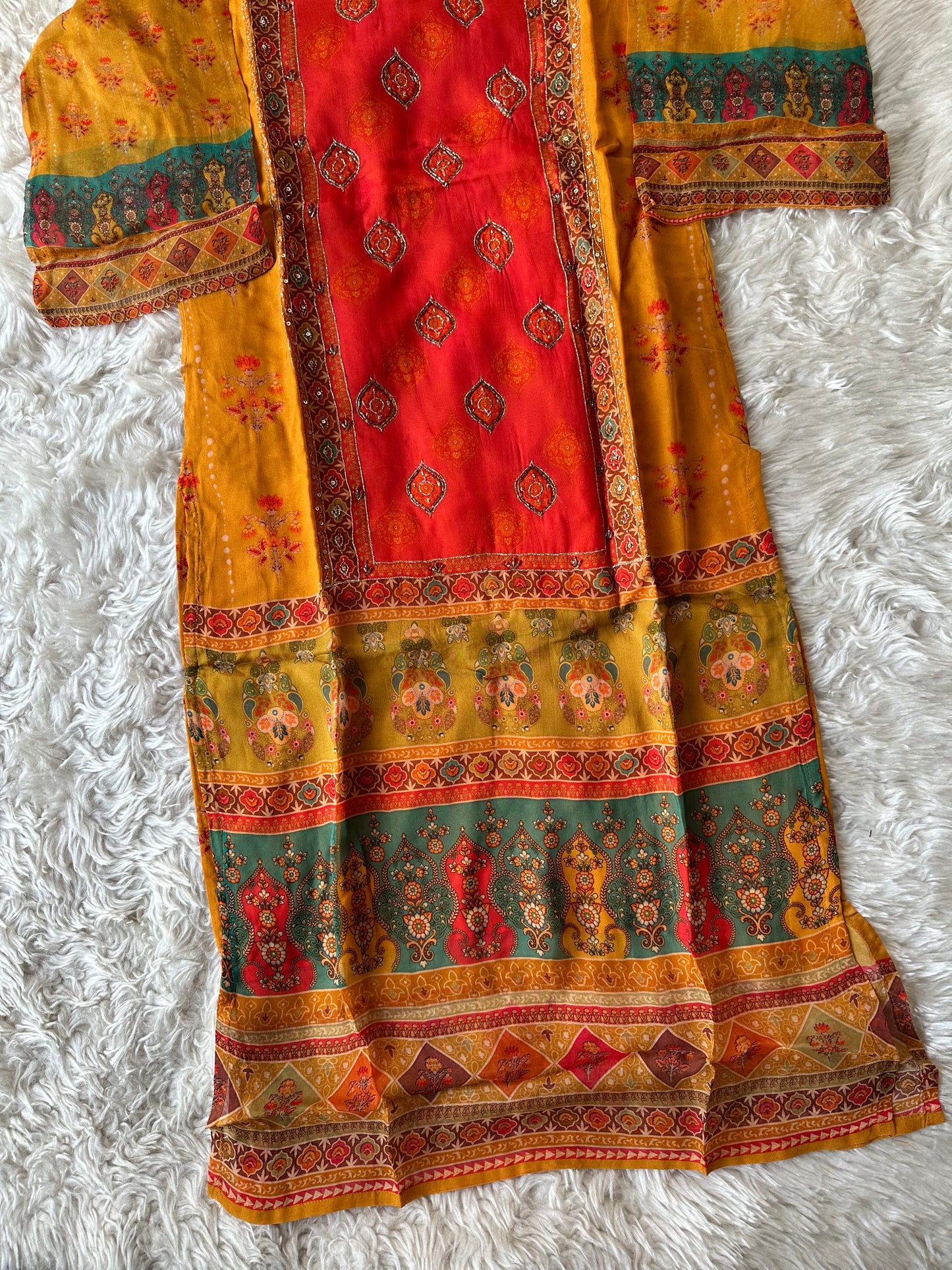 Organza Georgette Kurti Pant Dupatta Set