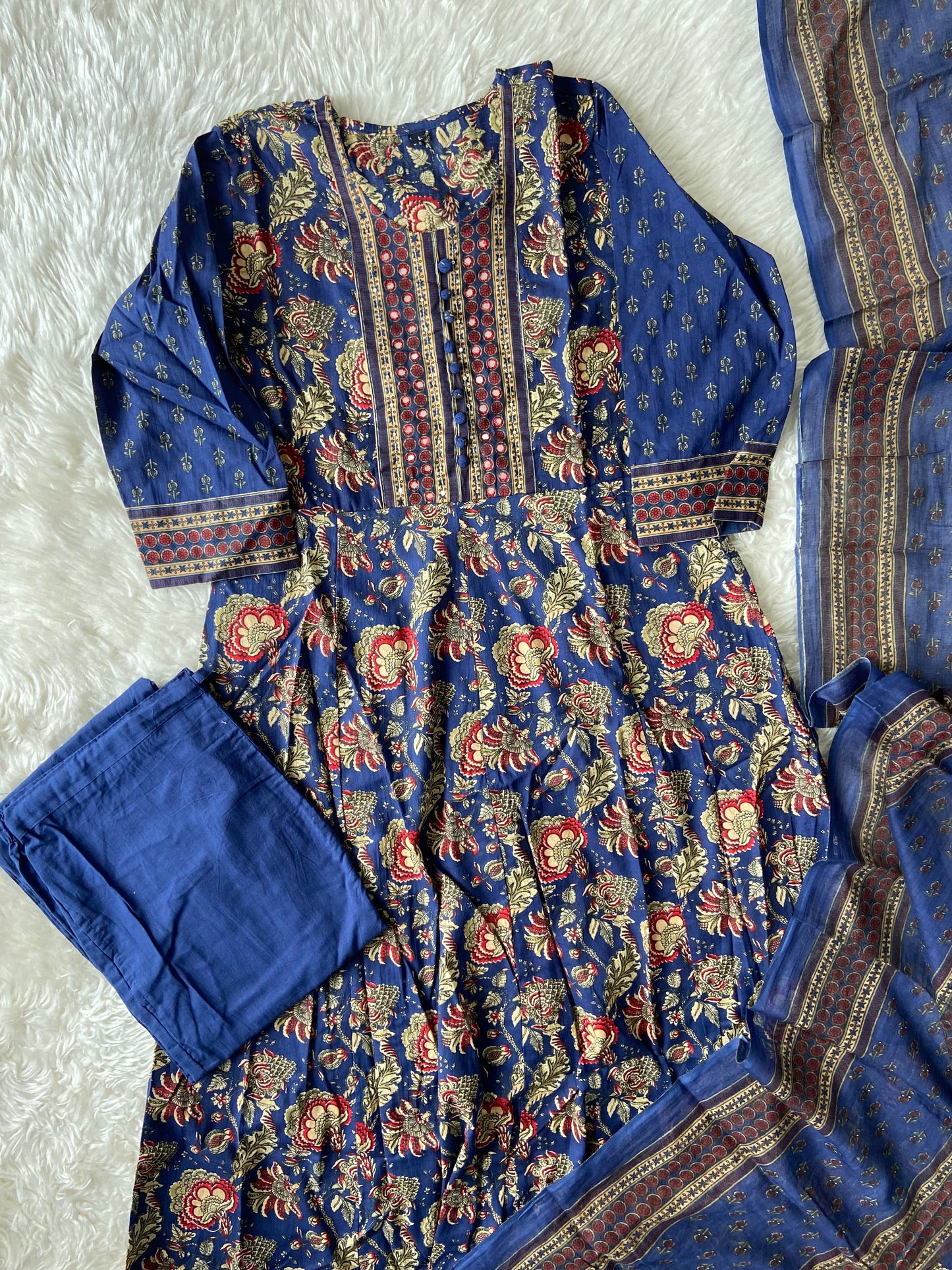 Budget Friendly Flare Kurti Pant Dupatta Set