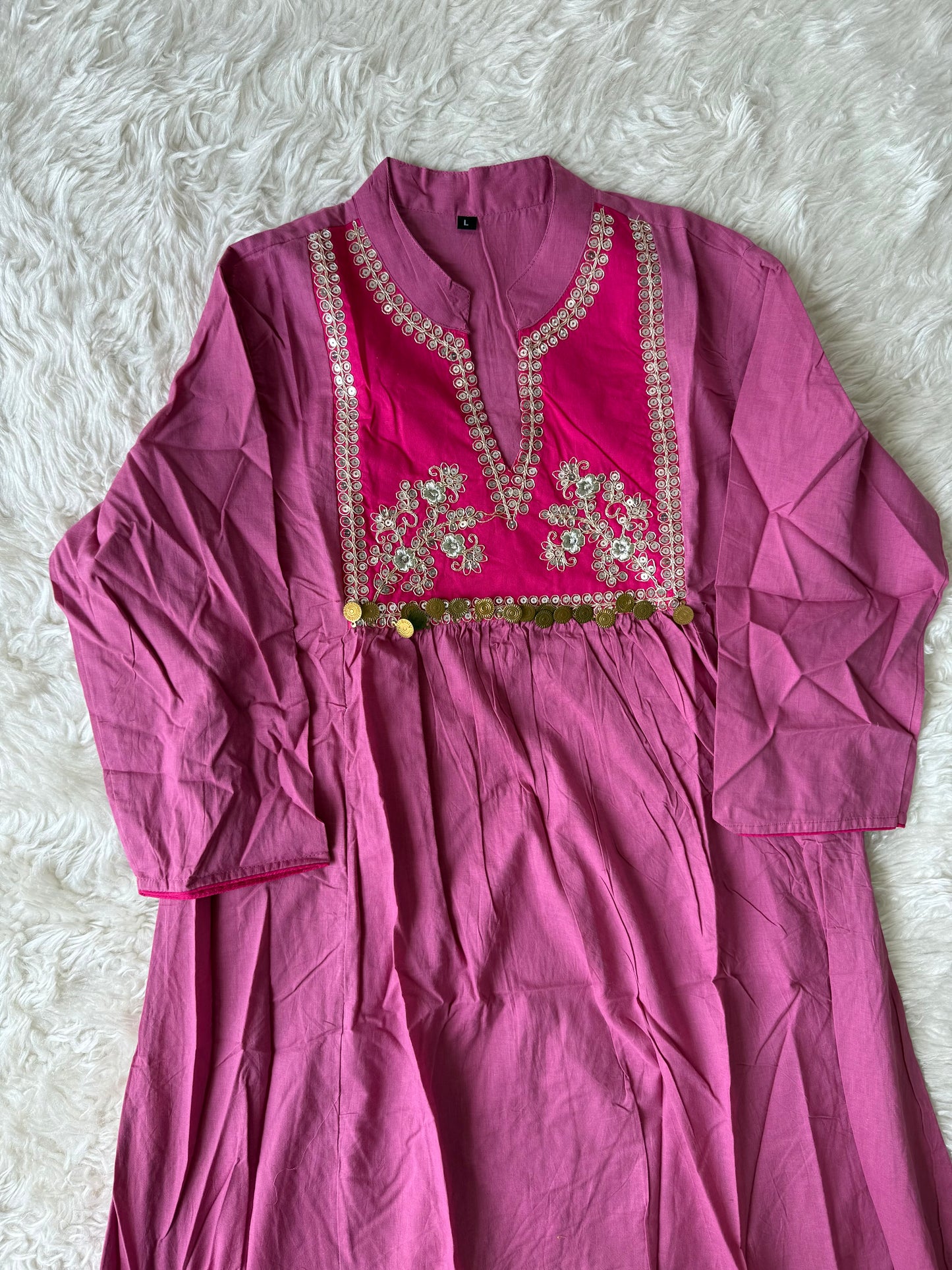 Cotton Thread Work Kurti Pant Set