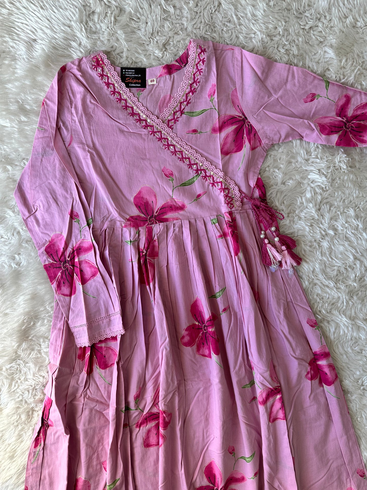 Premium Cotton ANARKALI Kurti Pant Dupatta Set