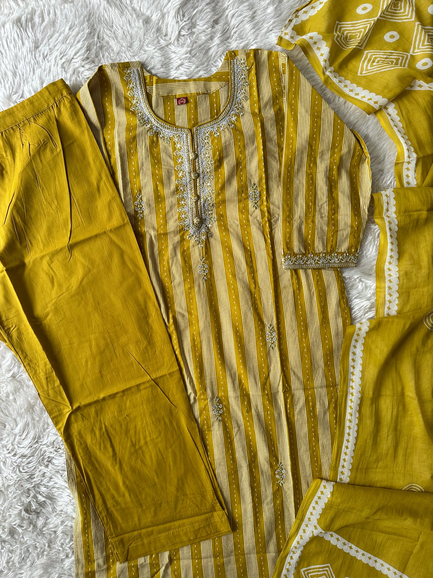 Pure Cotton Kurti Pant Dupatta Set