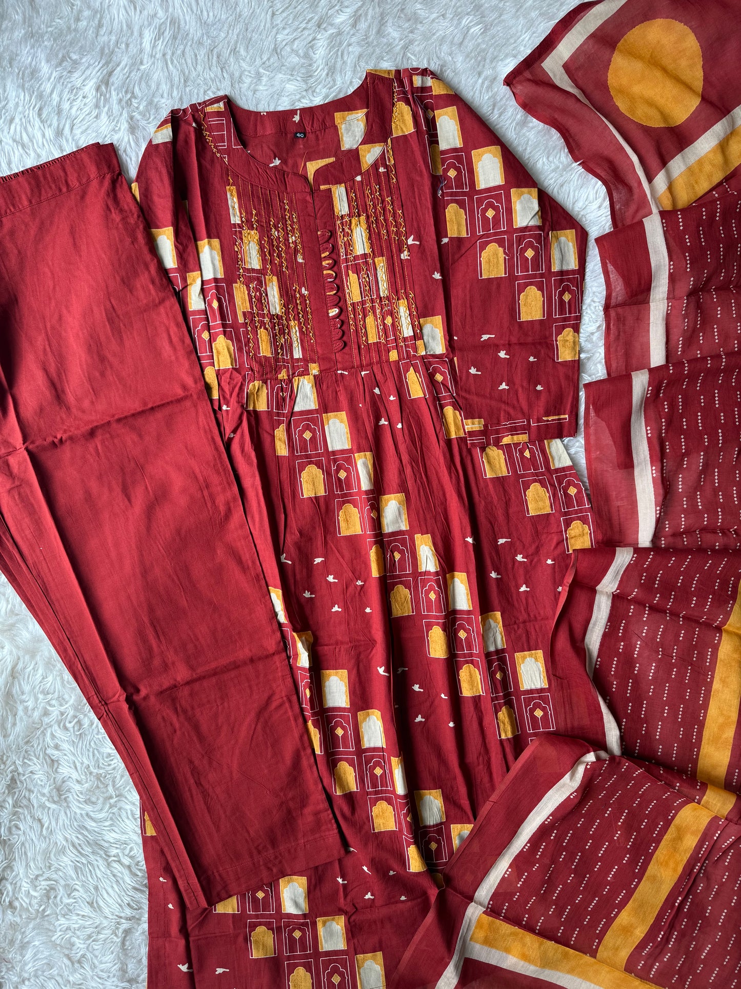 Premium Cotton Kurti Pant Dupatta Set