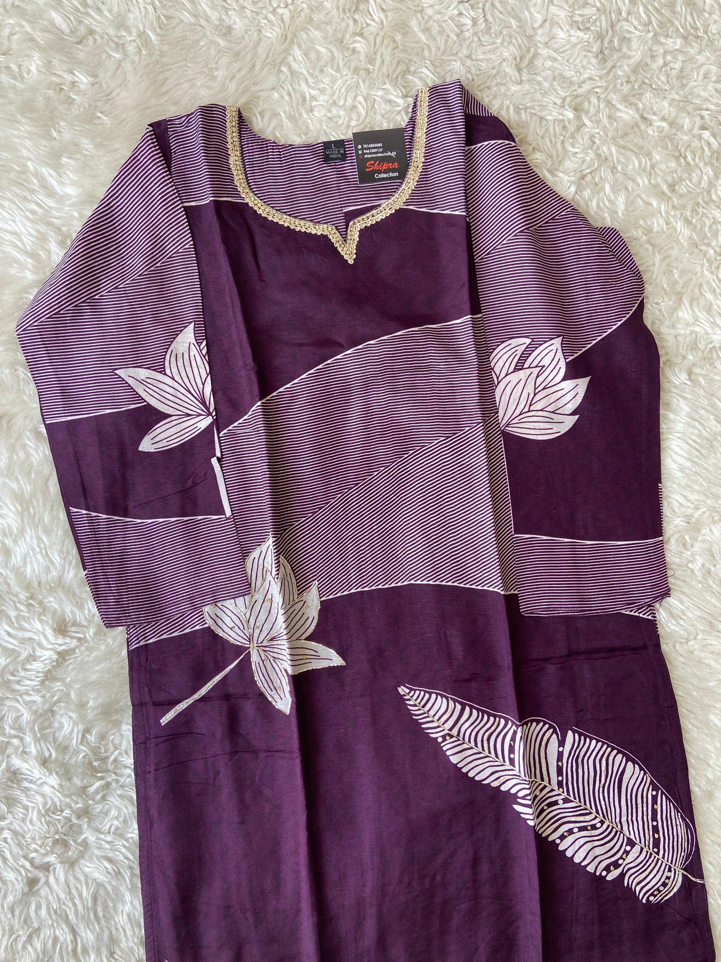 Russian Silk Kurti Pant Dupatta Set