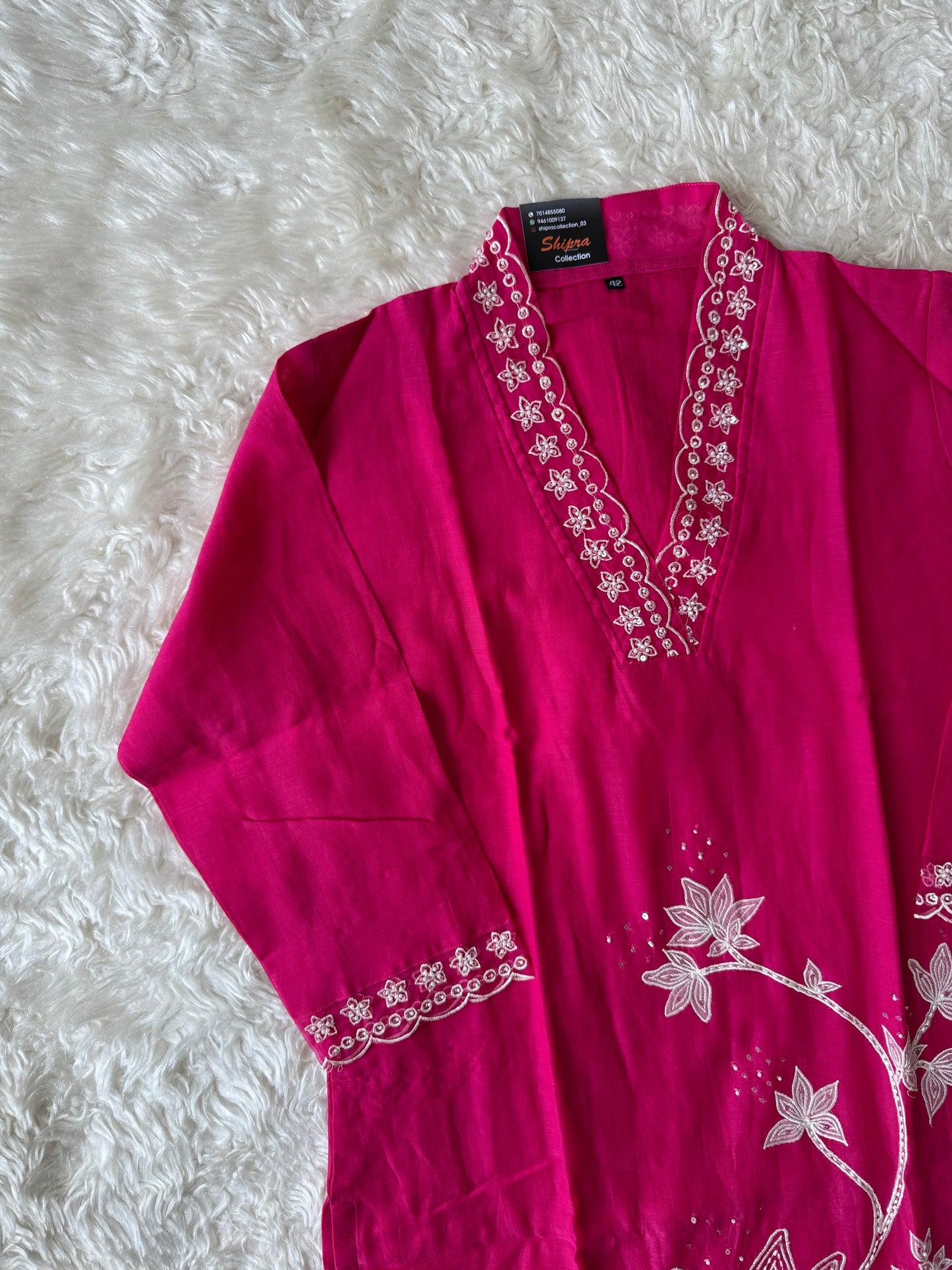 Pure Mul Chanderi Kurti Pant Dupatta Set