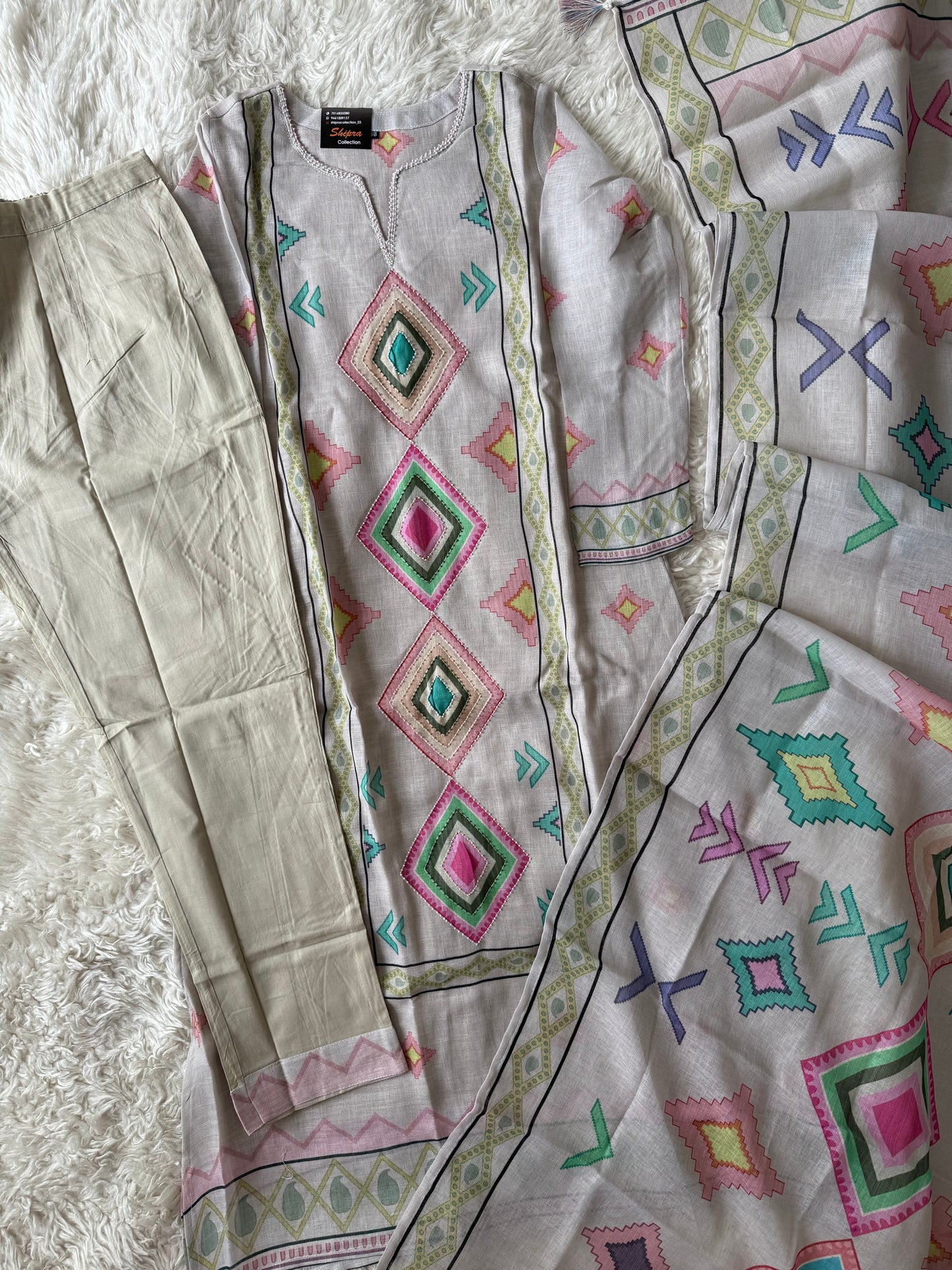 Linen Kurti Pant Dupatta Set