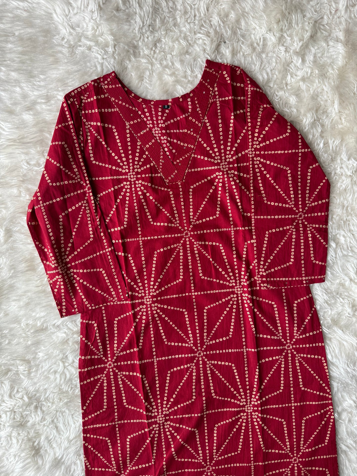Premium Cotton Bandhej Kurti