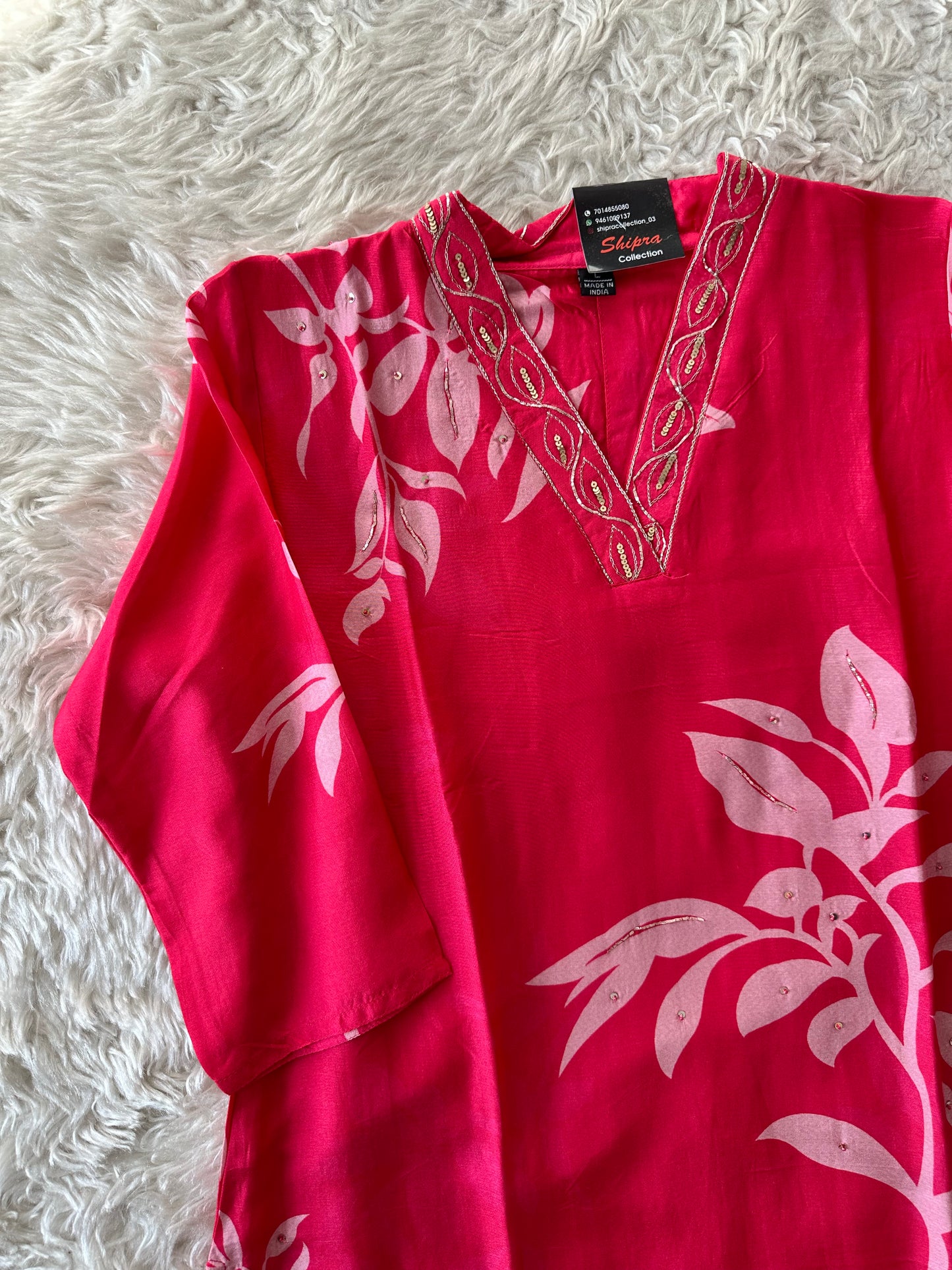 Russian Silk Kurti Pant Dupatta Set