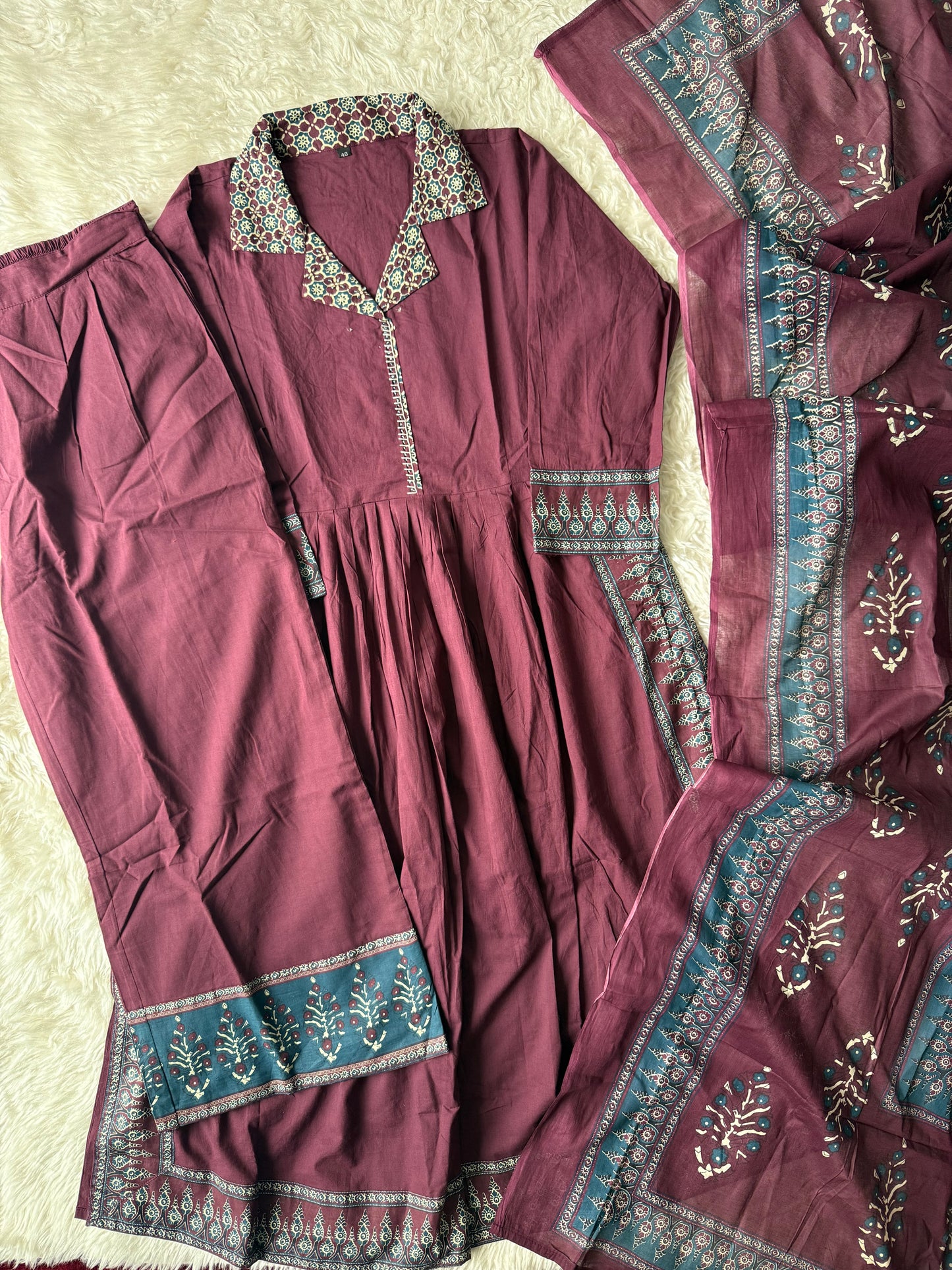 Premium Cotton Kurti Plazo Dupatta Set