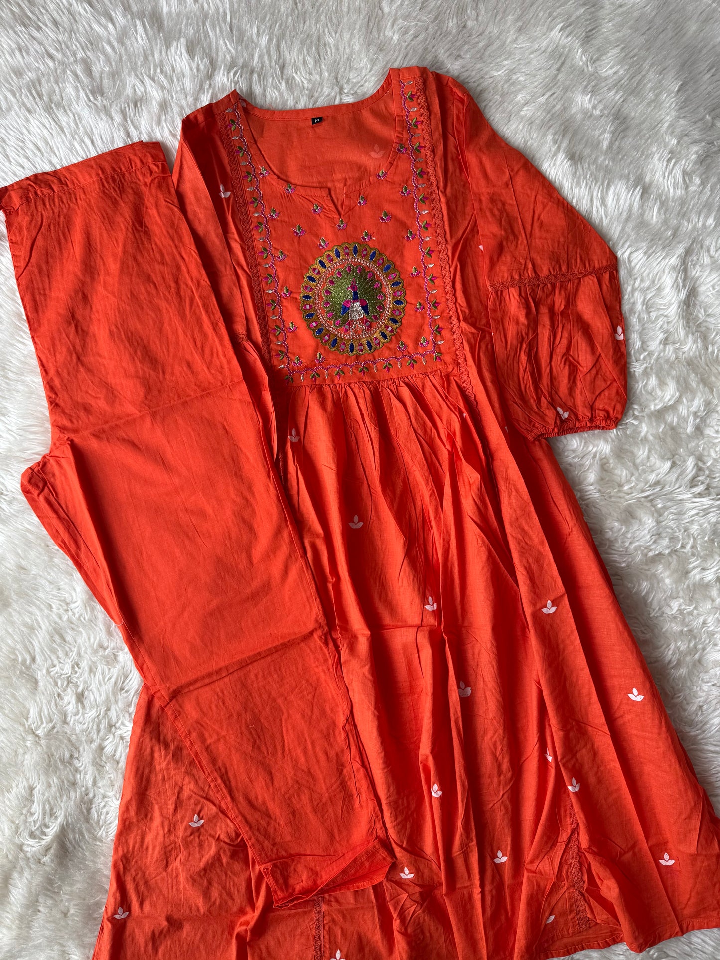 Cotton Flare Kurti Pant Set