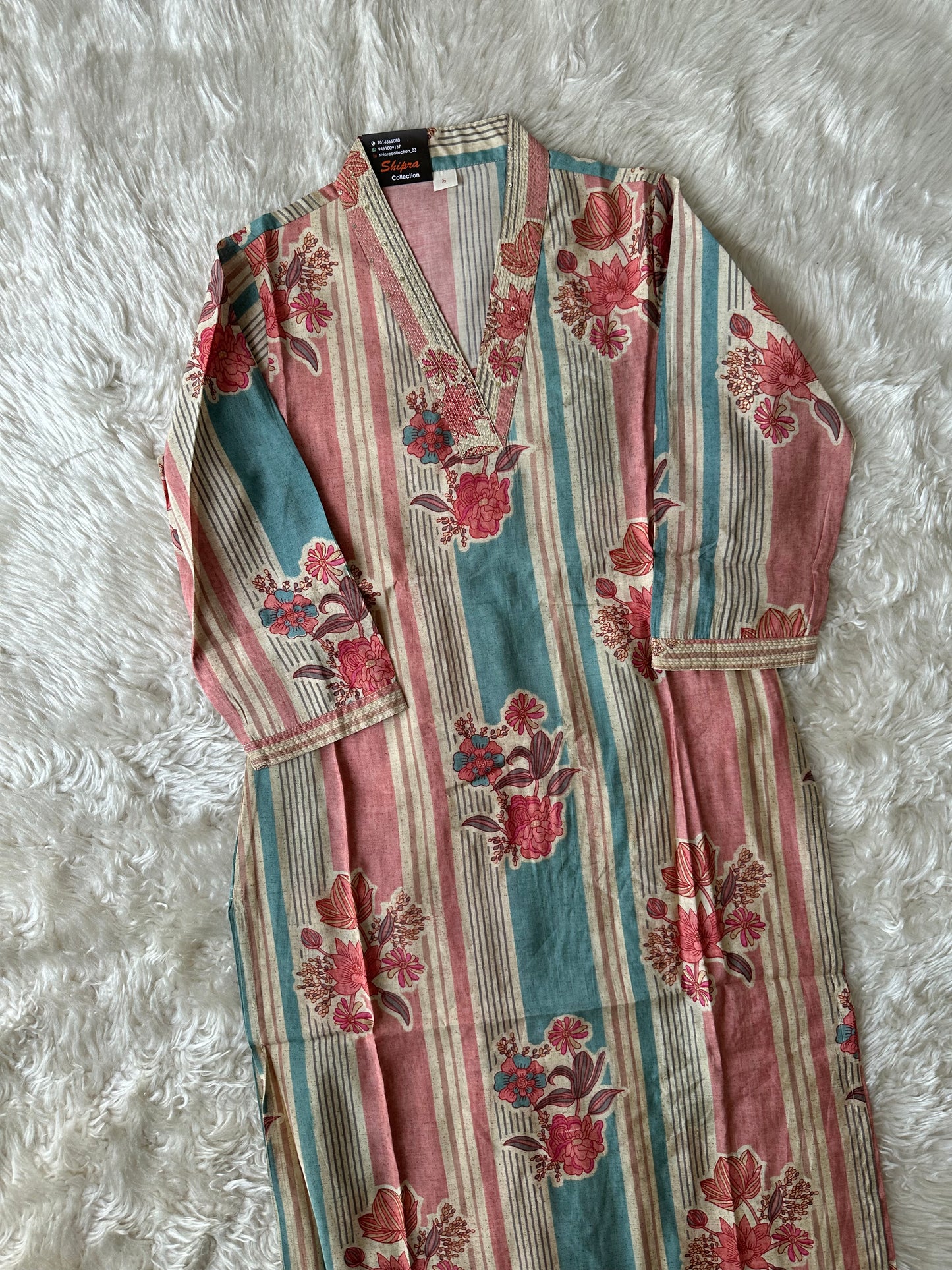 Pure Muslin Silk Kurti Pant Set