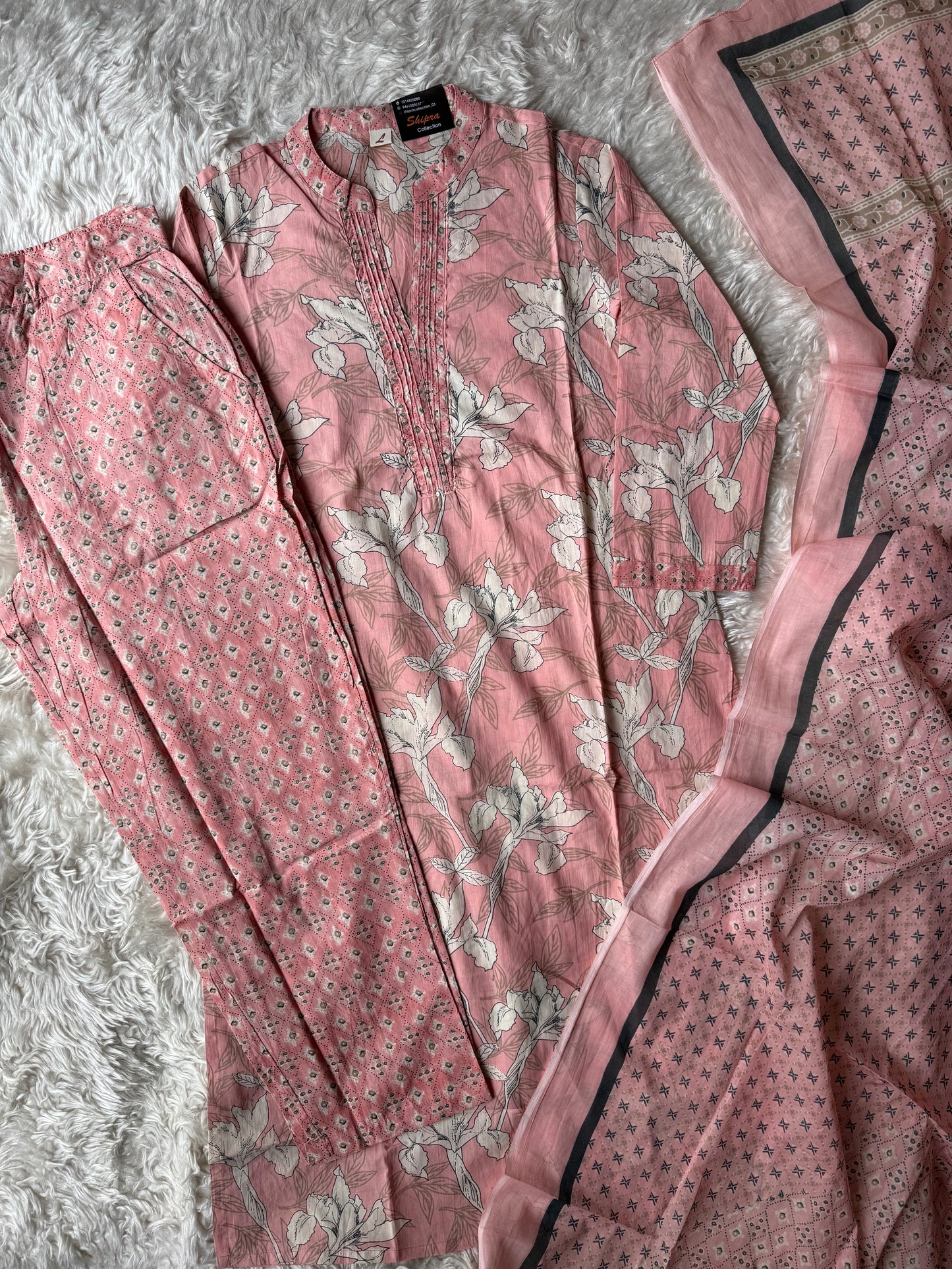 Pure Cotton Kurti Pant Dupatta Set