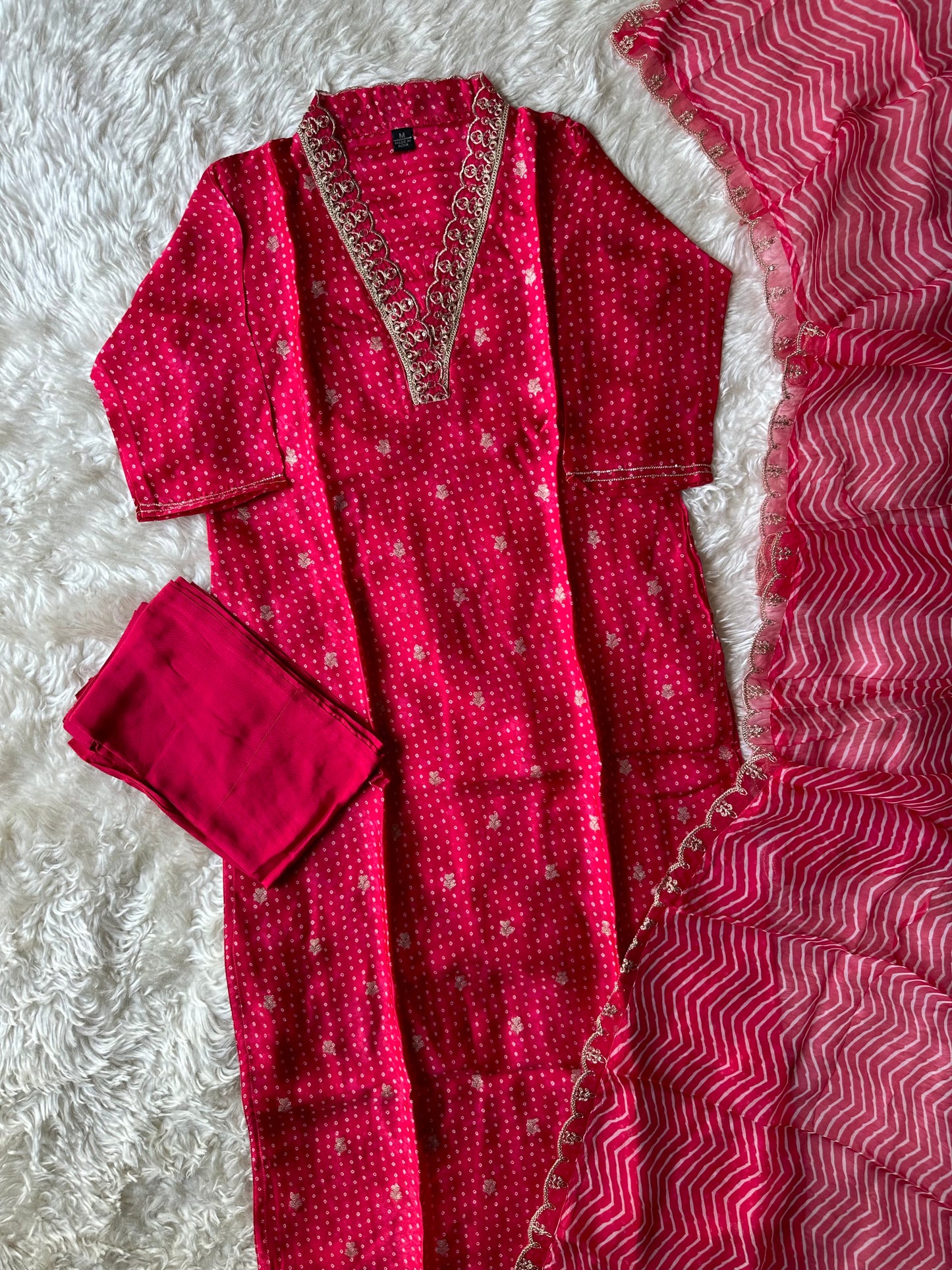 Pure Silk Kurti Pant Organza Dupatta Set