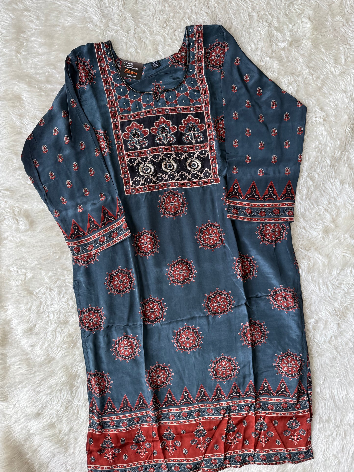 Crepe Silk Kurti Pant Dupatta Set
