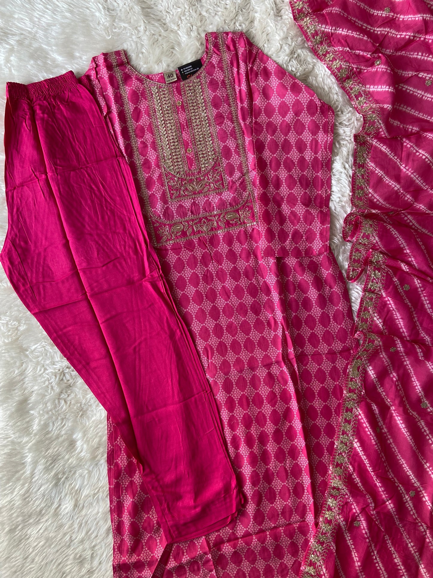 Russian Silk Kurti Pant Dupatta Set