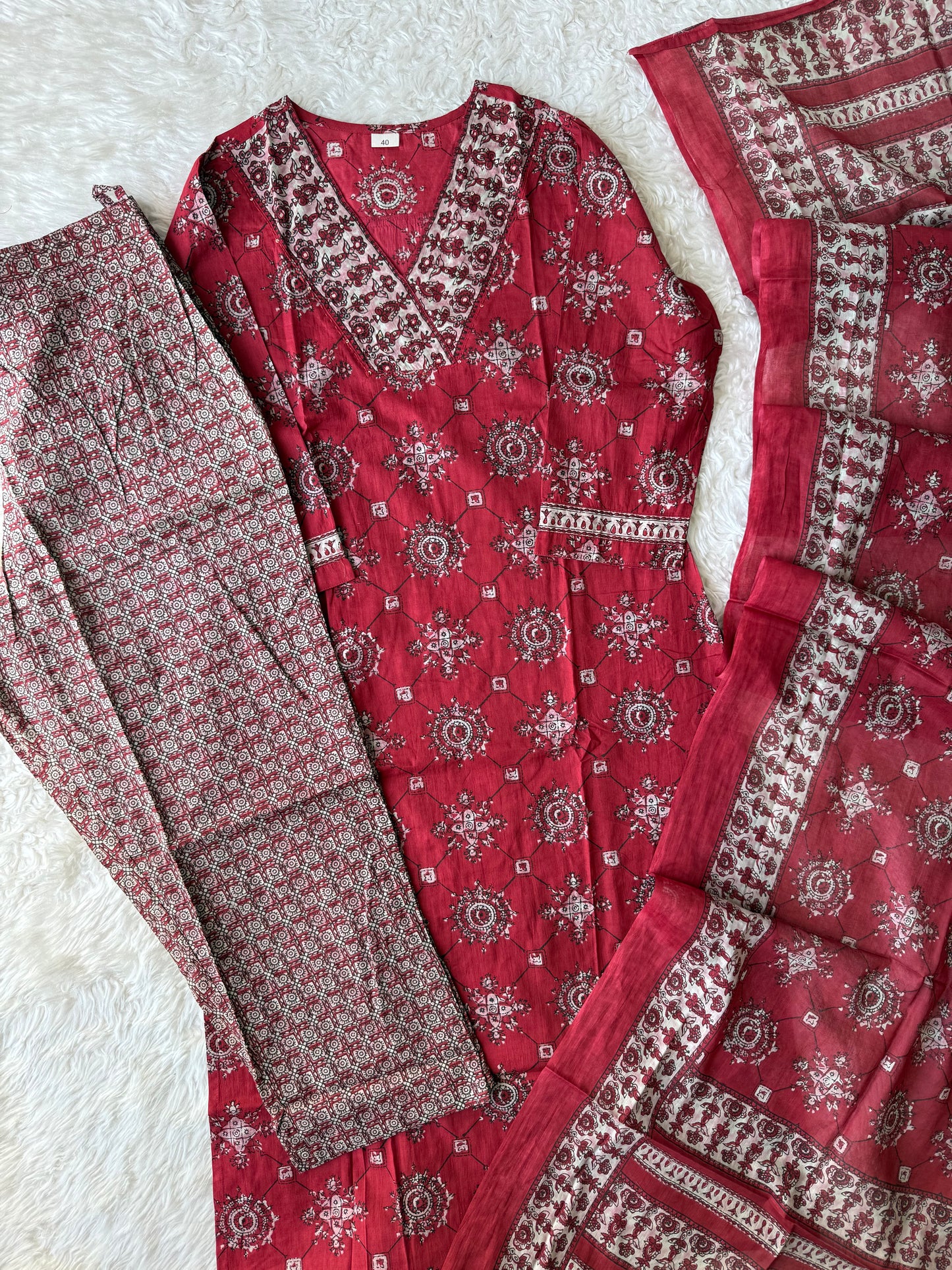 Premium Cotton Kurti Pant Dupatta Set