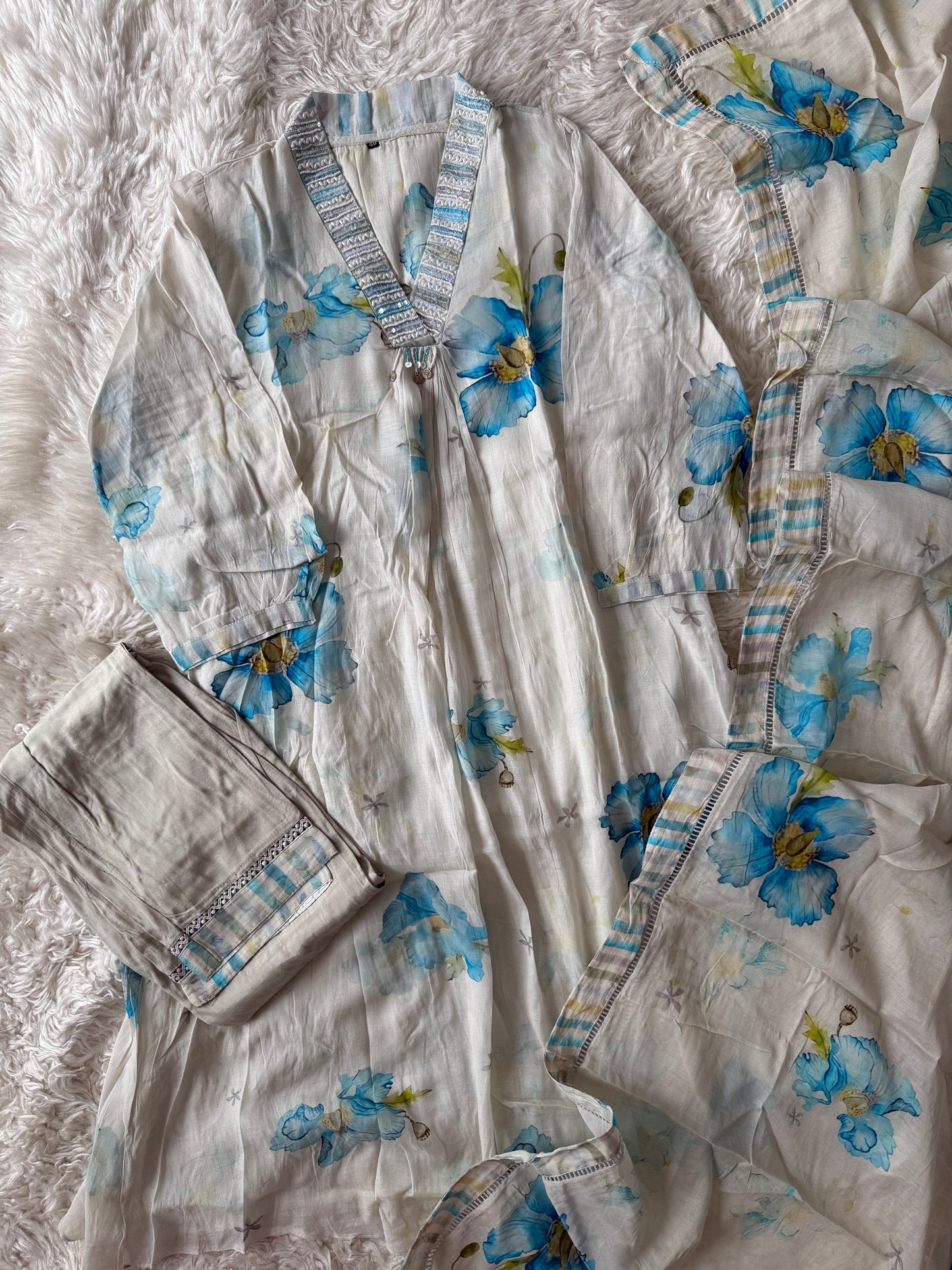 Premium Mul Cotton Kurti Pant Dupatta Set