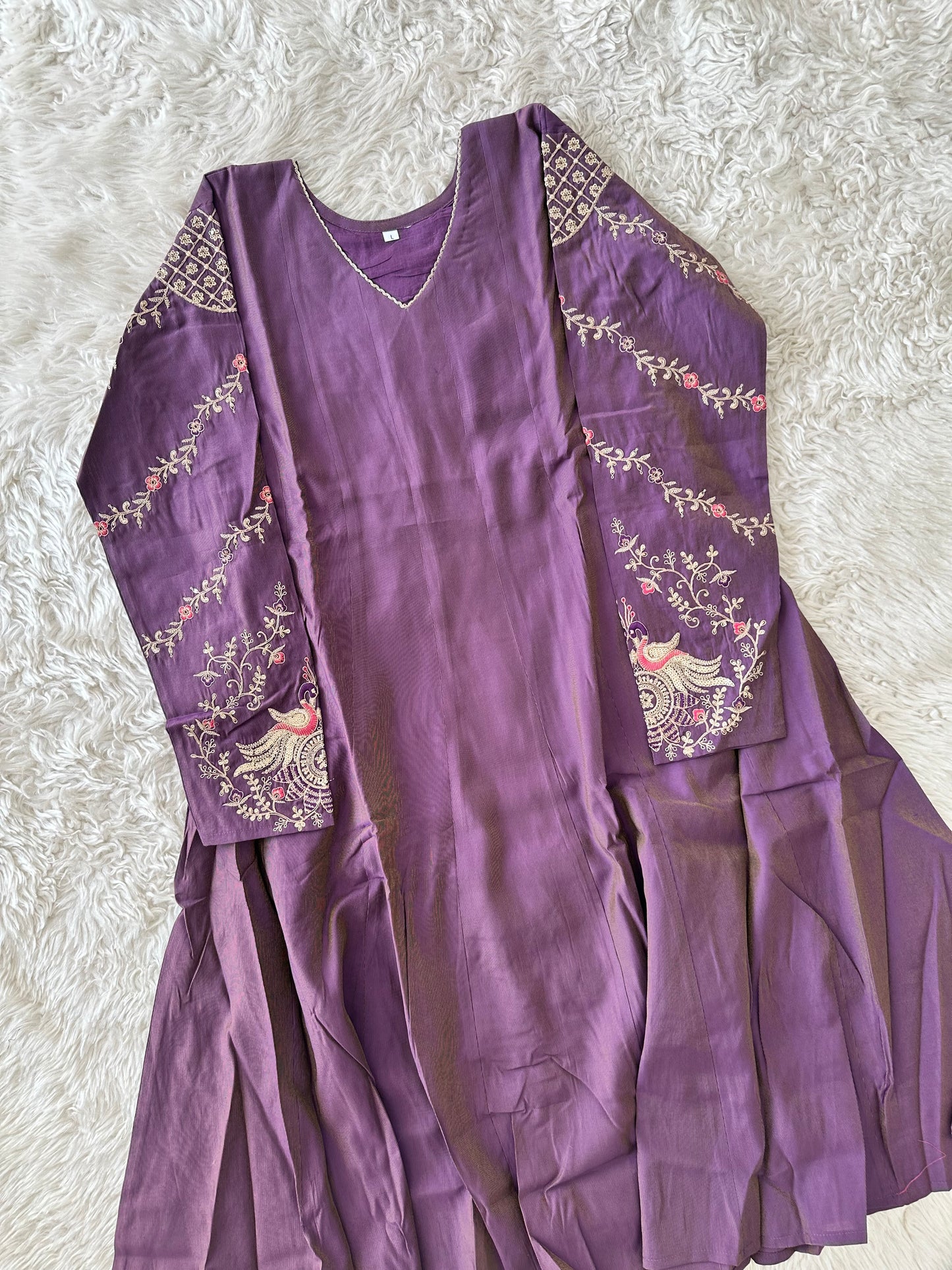 Pure Muslin Silk Flare Kurti Pant Dupatta Set