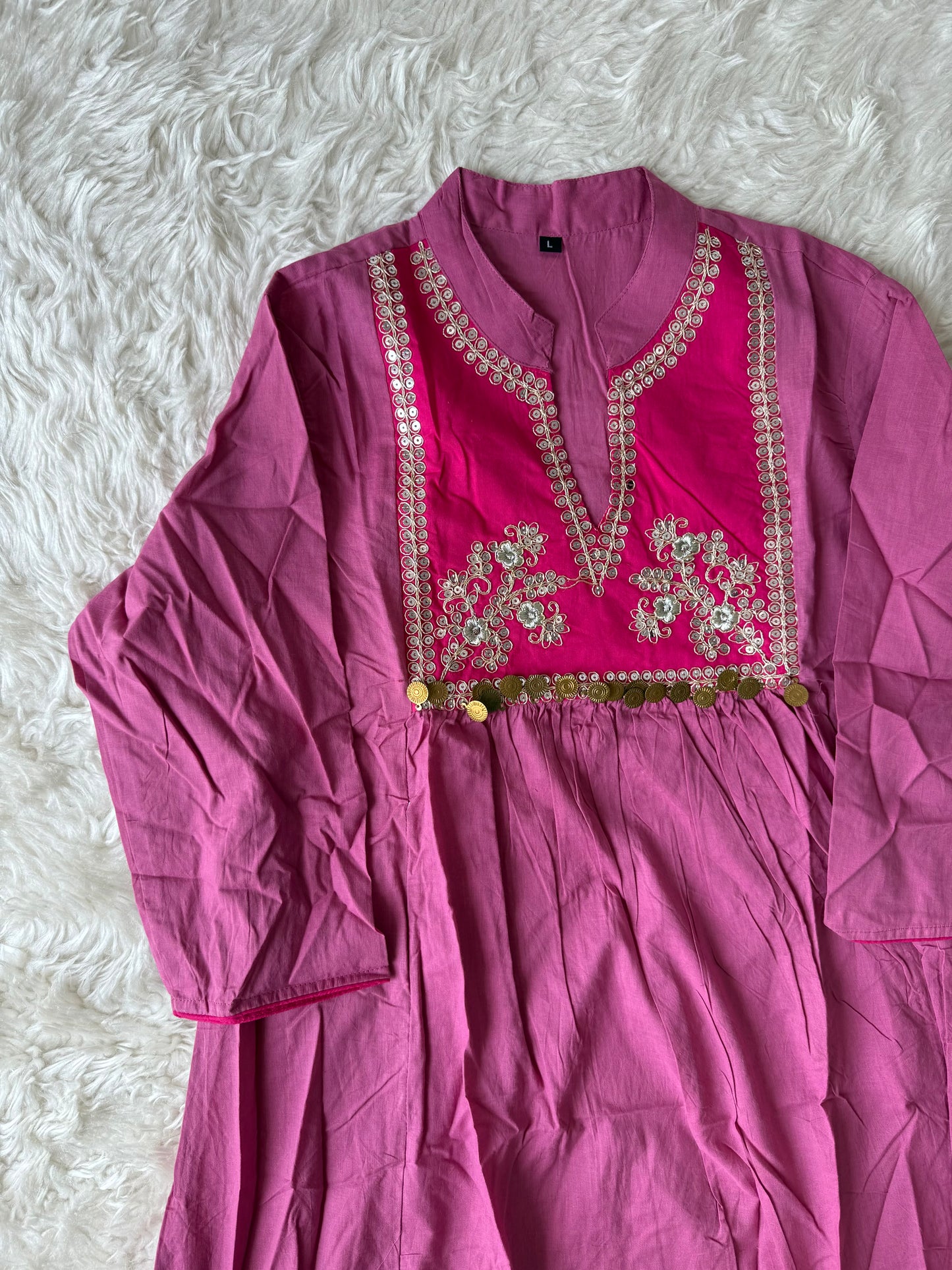 Cotton Thread Work Kurti Pant Set